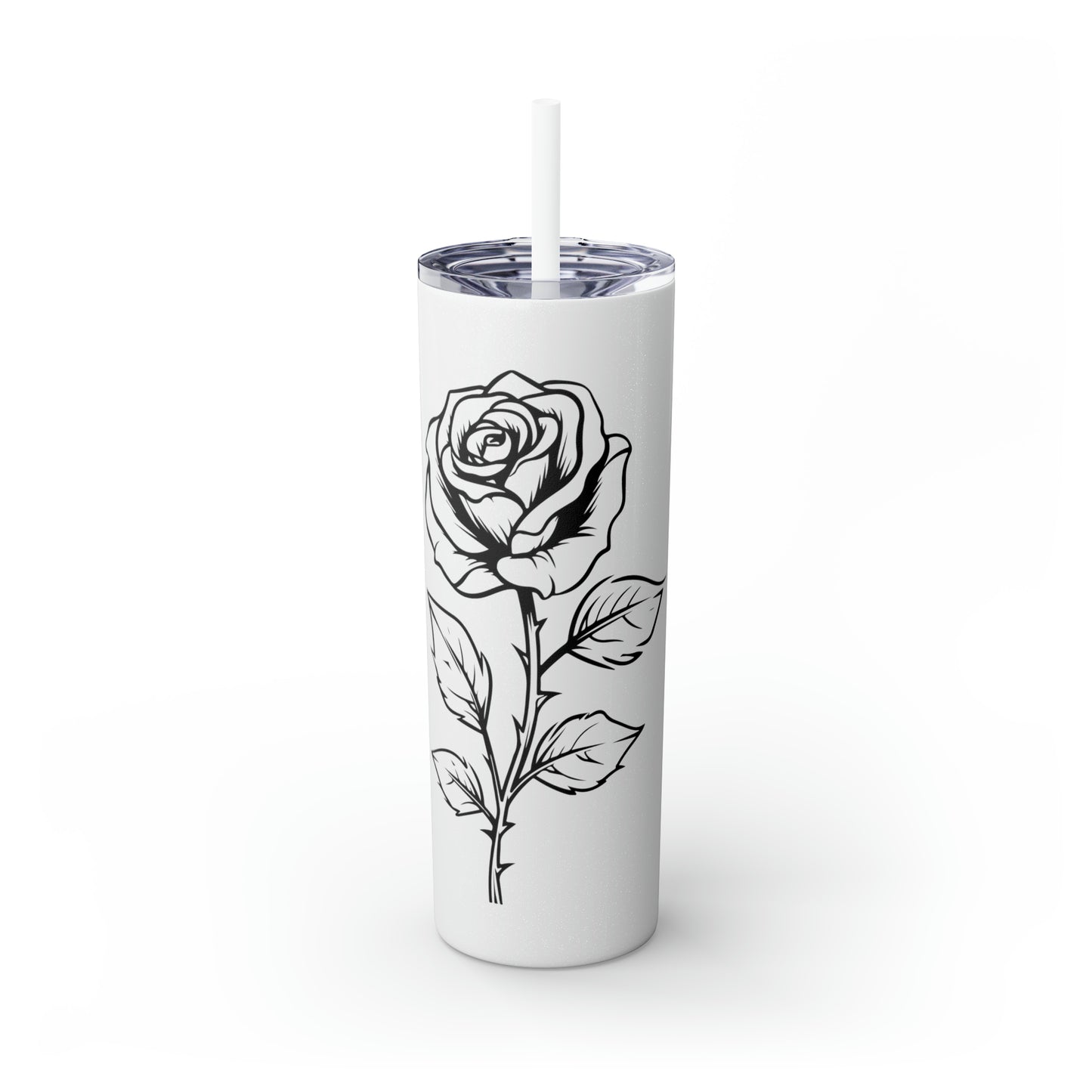 Skinny Tumbler with Straw, 20oz - Single Rose