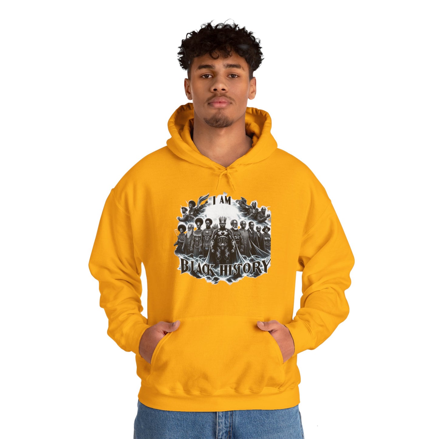 Black History Month I Am Black History Hooded Sweatshirt-BW