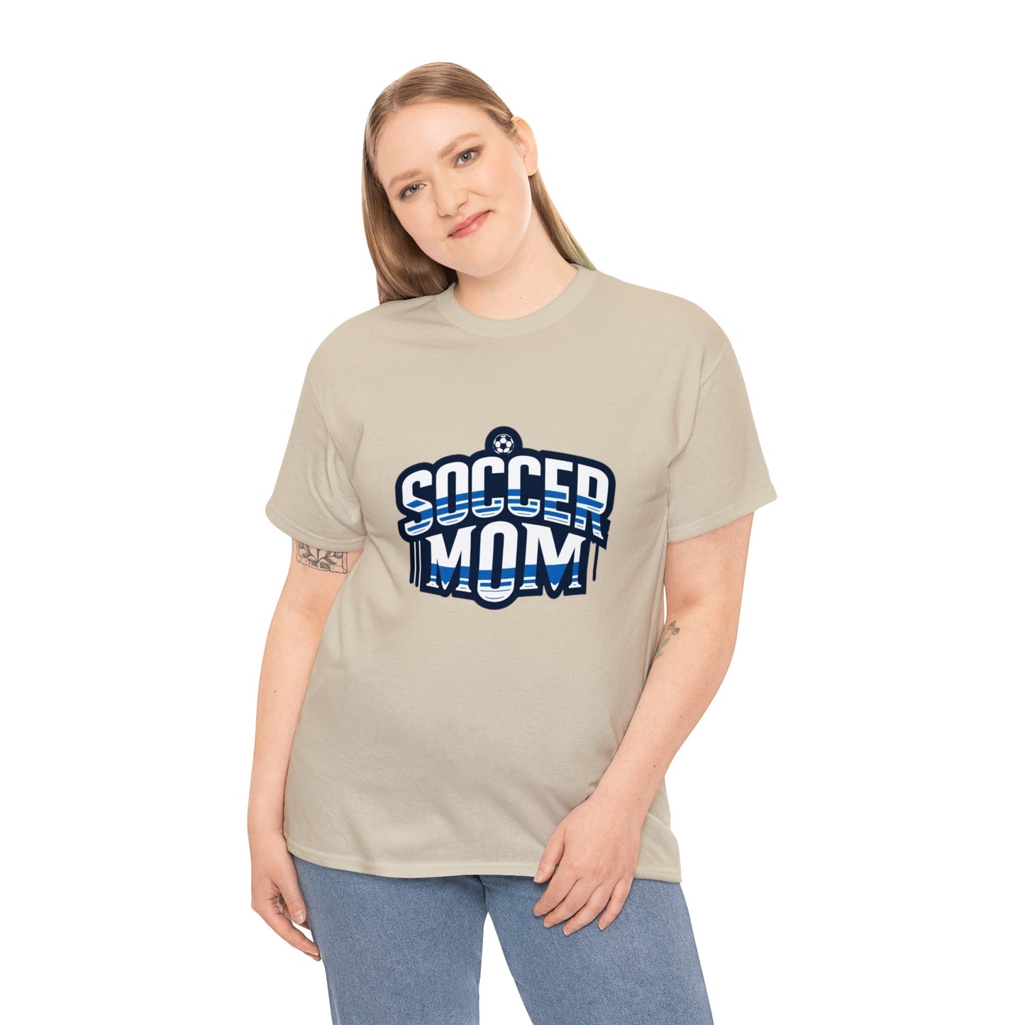 Soccer Mom Blue and White Design Unisex Heavy Cotton Tee