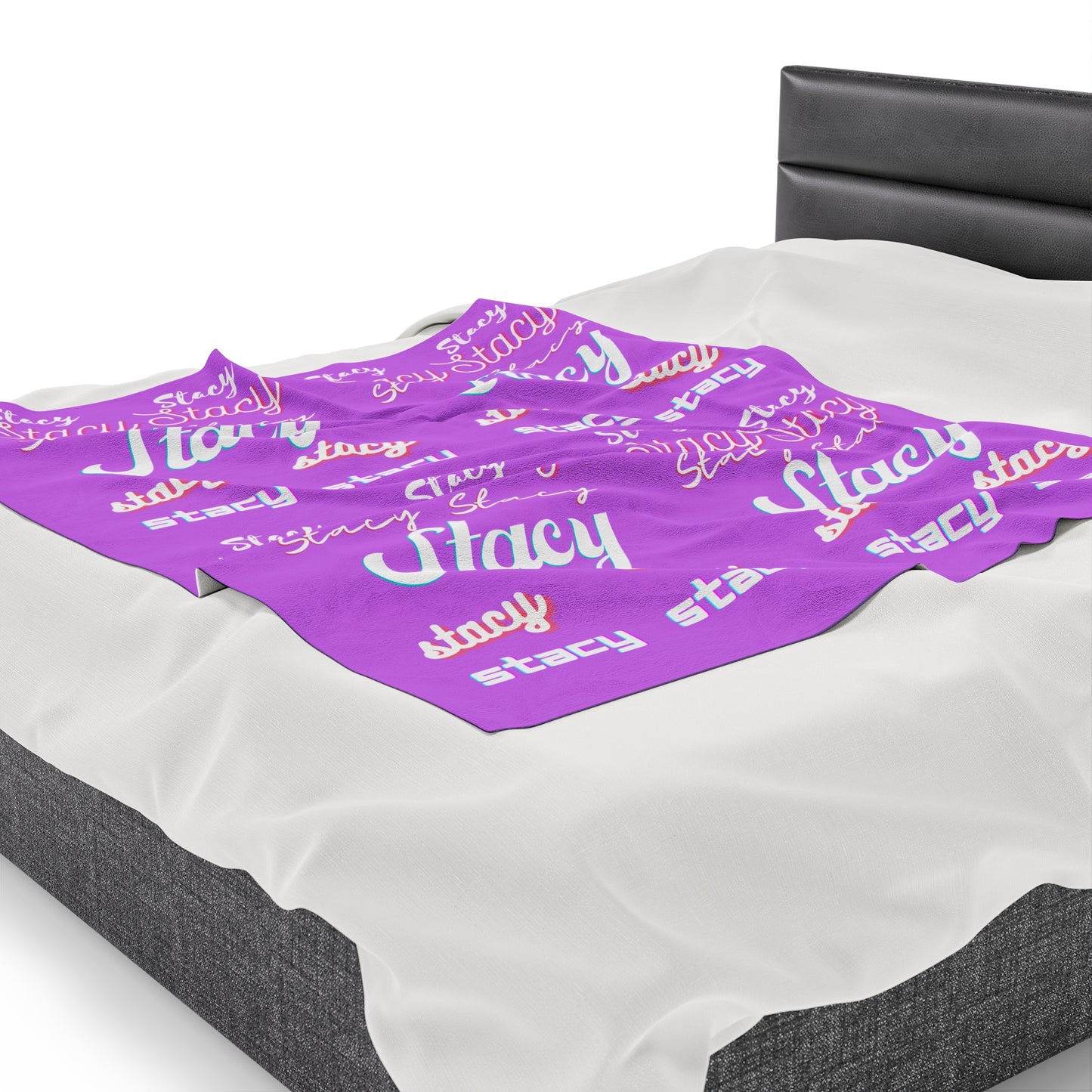 Personalize Velveteen Plush Blanket with Name for Valentine's Day-Light Purple