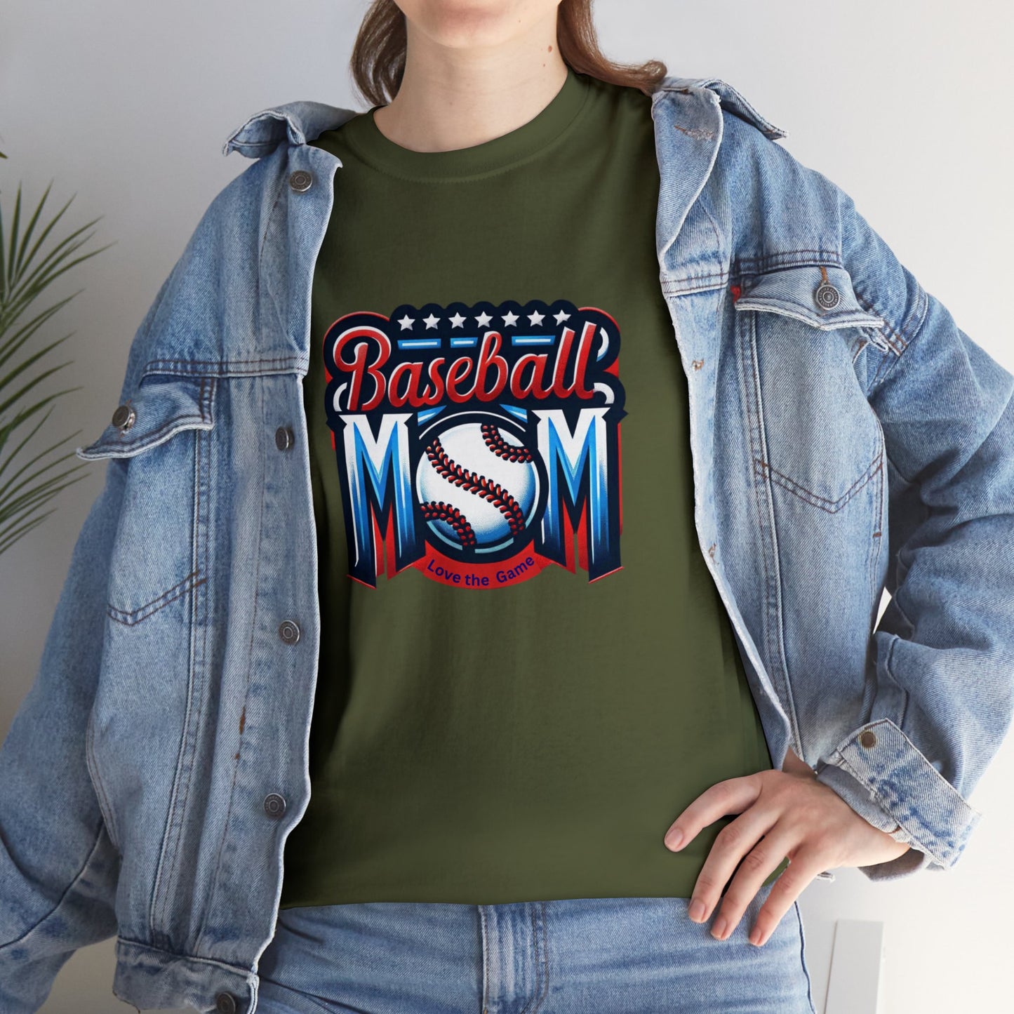 Baseball Mom with Center Ball Unisex Heavy Cotton Tee