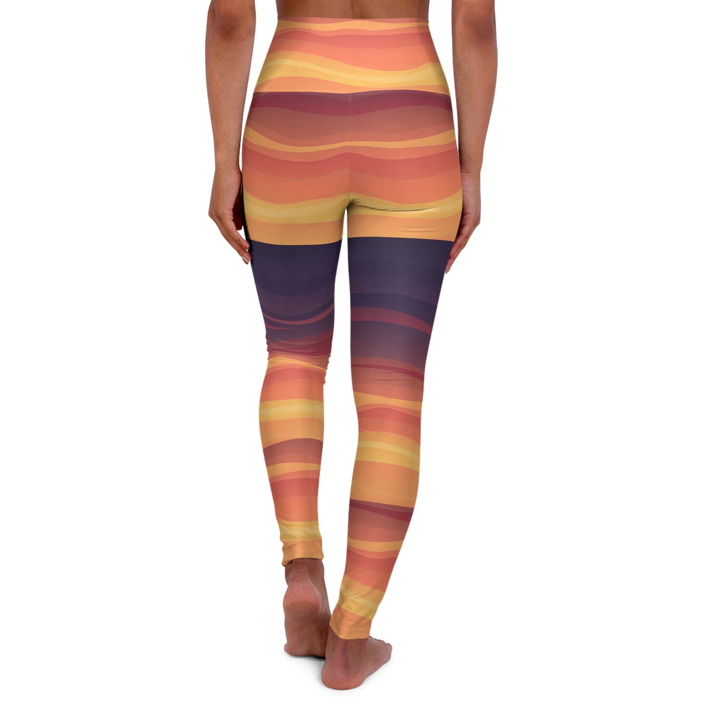 High Waisted Yoga Leggings Customized Sunset Design