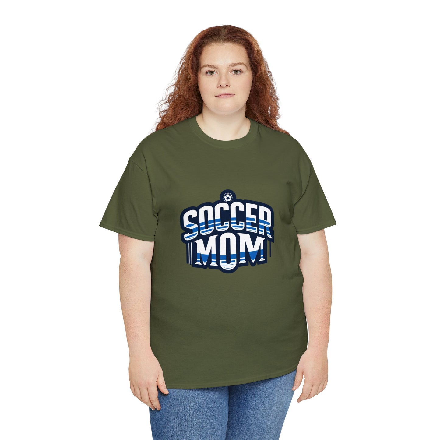 Soccer Mom Blue and White Design Unisex Heavy Cotton Tee