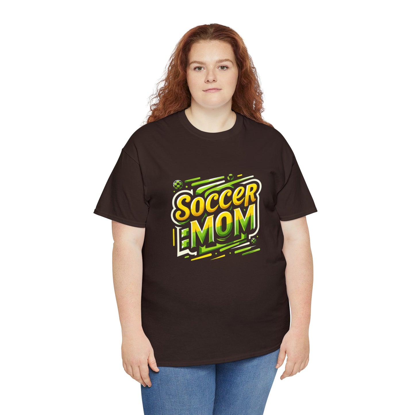 Soccer Mom Yellow and Green Design Unisex Heavy Cotton Tee