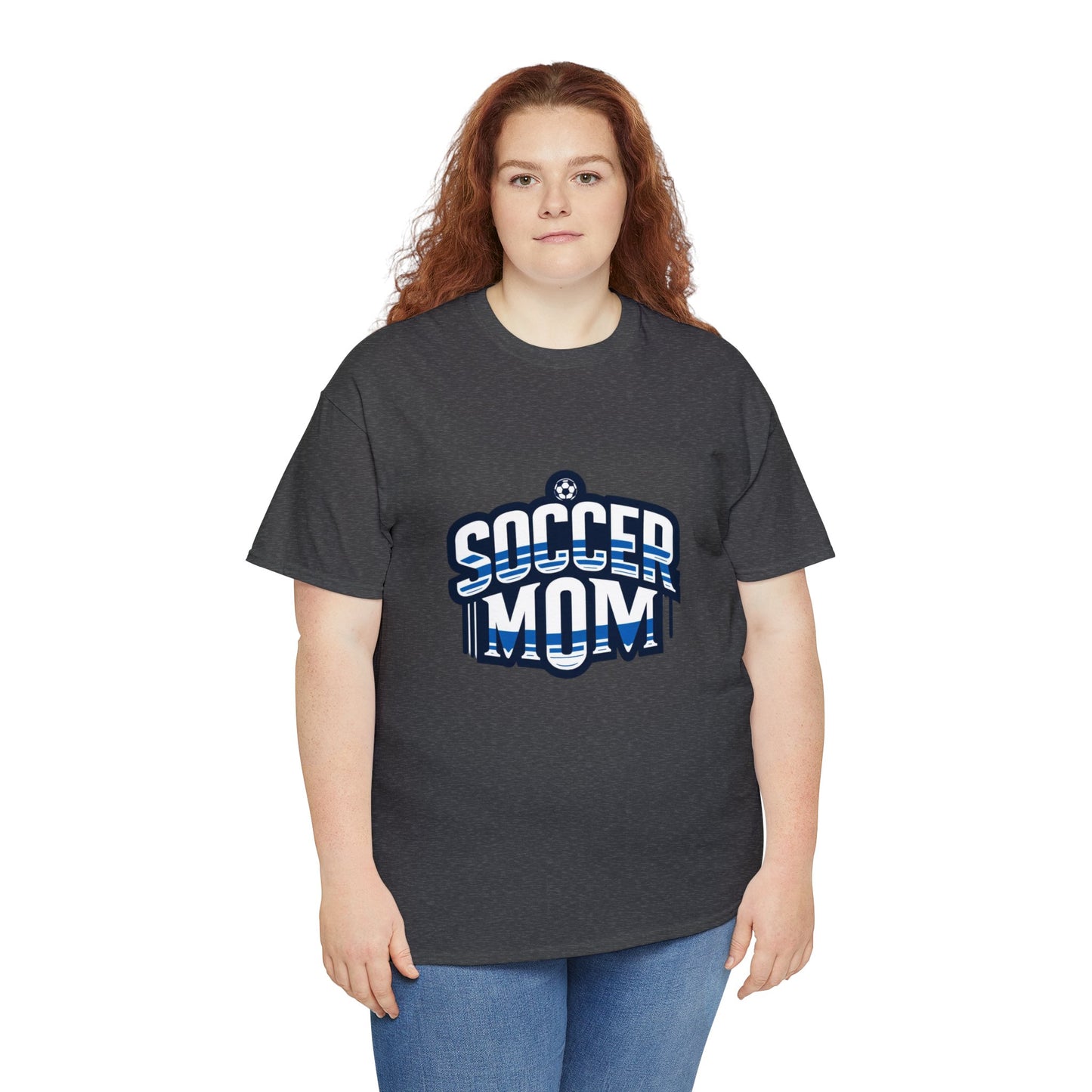 Soccer Mom Blue and White Design Unisex Heavy Cotton Tee