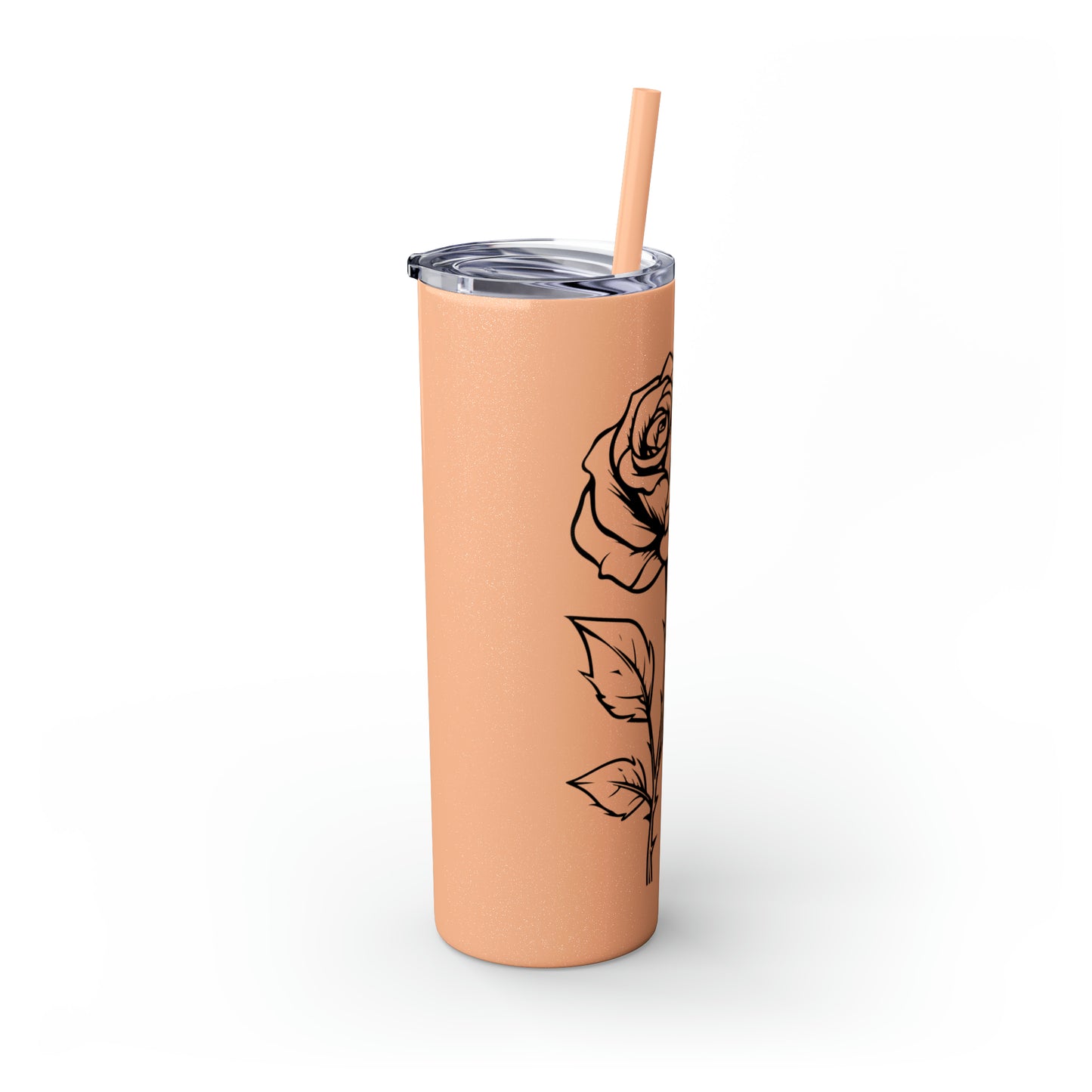 Skinny Tumbler with Straw, 20oz - Single Rose