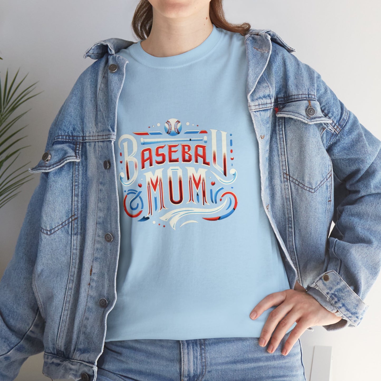 Baseball Mom Red, White and Blue Unisex Heavy Cotton Tee