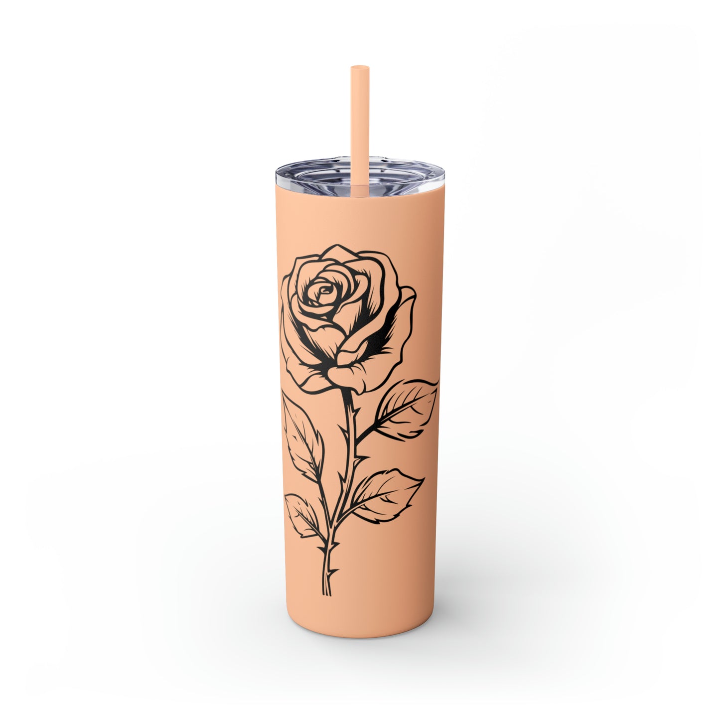 Skinny Tumbler with Straw, 20oz - Single Rose