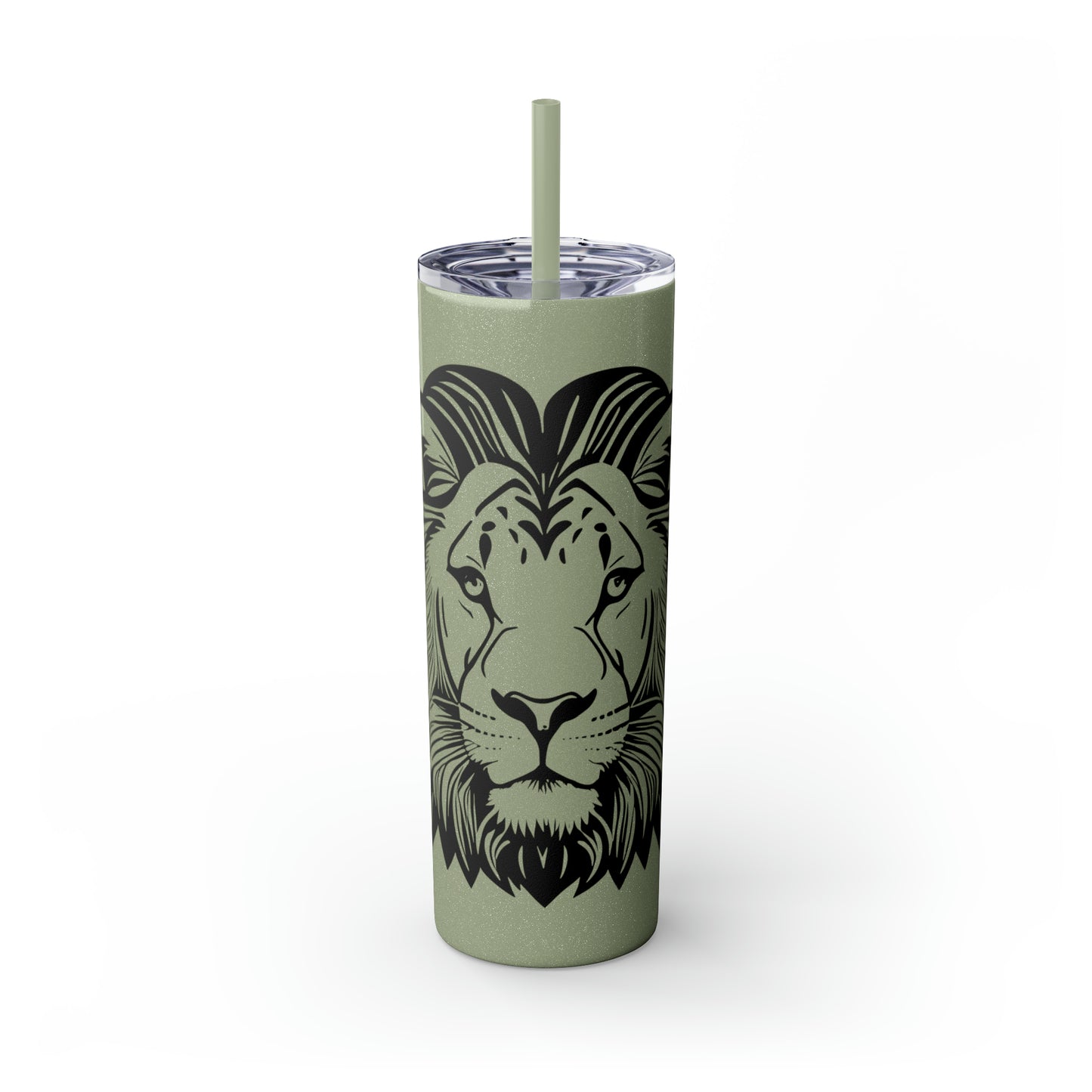 Skinny Tumbler with Straw, 20oz - Lion Face