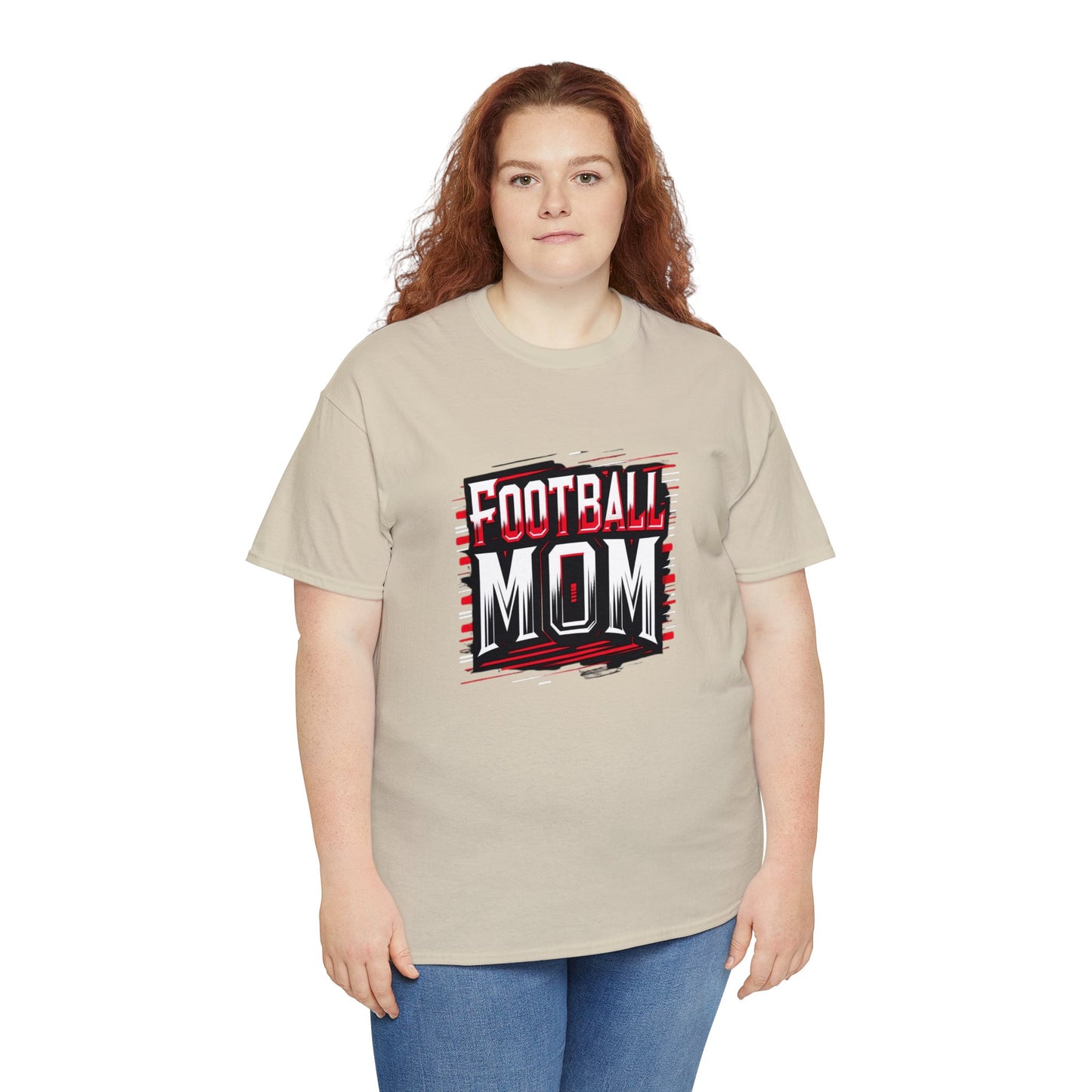 Football Mom Red and White Design Unisex Heavy Cotton Tee