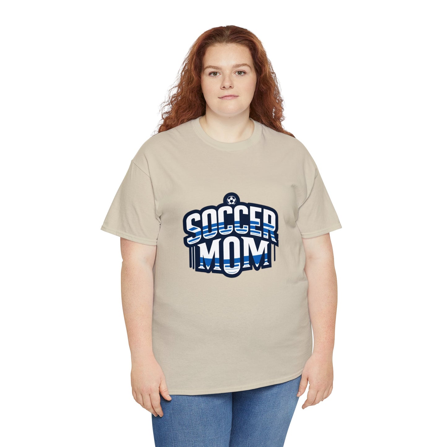 Soccer Mom Blue and White Design Unisex Heavy Cotton Tee