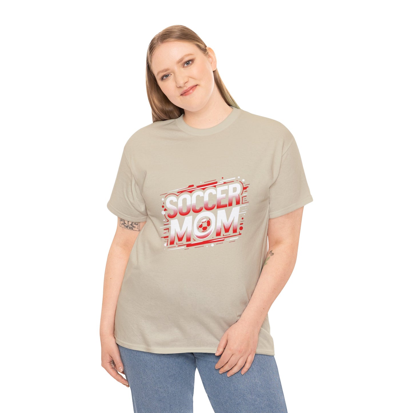 Soccer Mom Red and White Design Unisex Heavy Cotton Tee