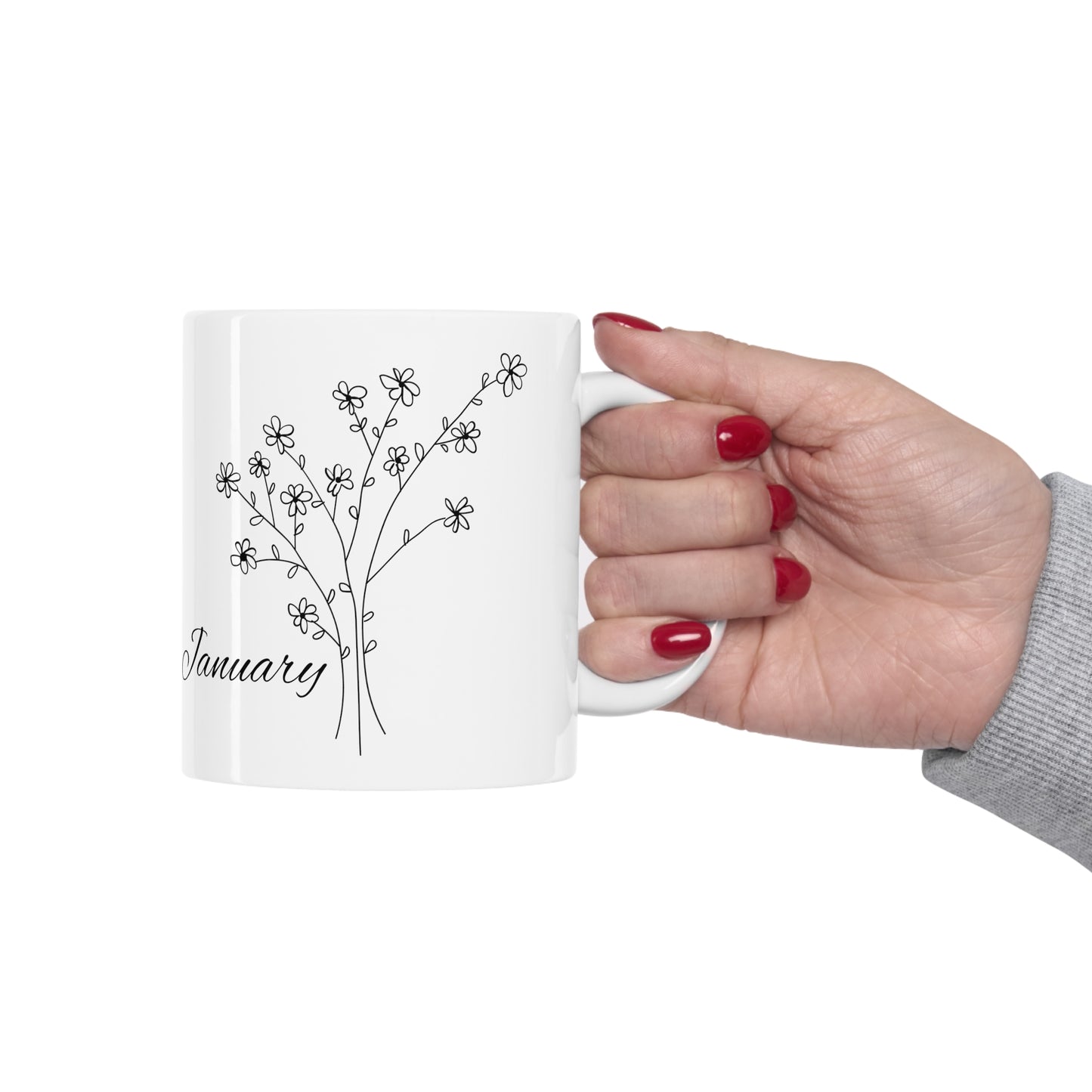 January Birth Month Flower Ceramic Coffee Mug