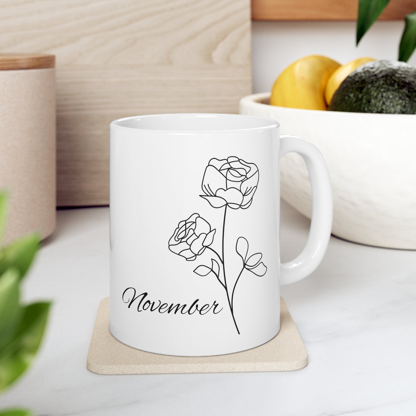 November Birth Month Flower Ceramic Coffee Mug