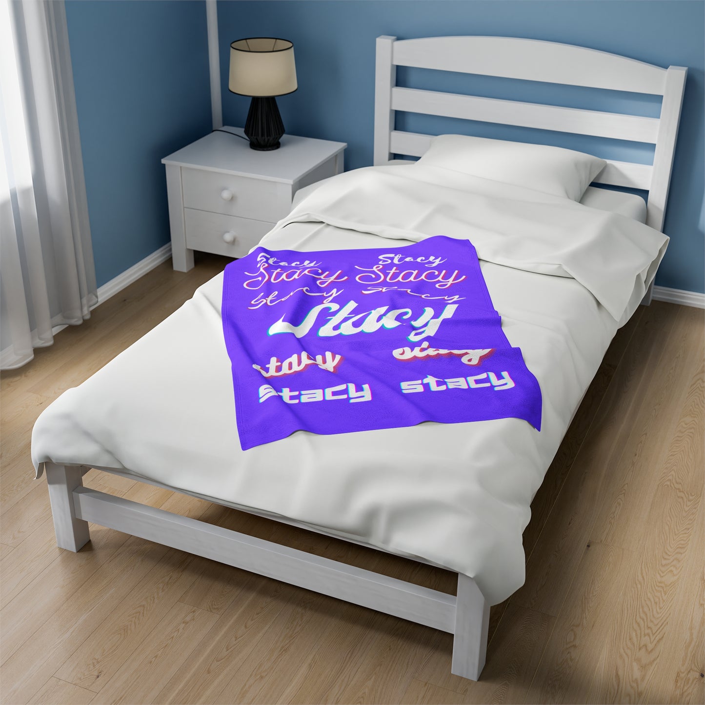 Personalize this Velveteen Plush Blanket with Name for Valentine's Day-Purple