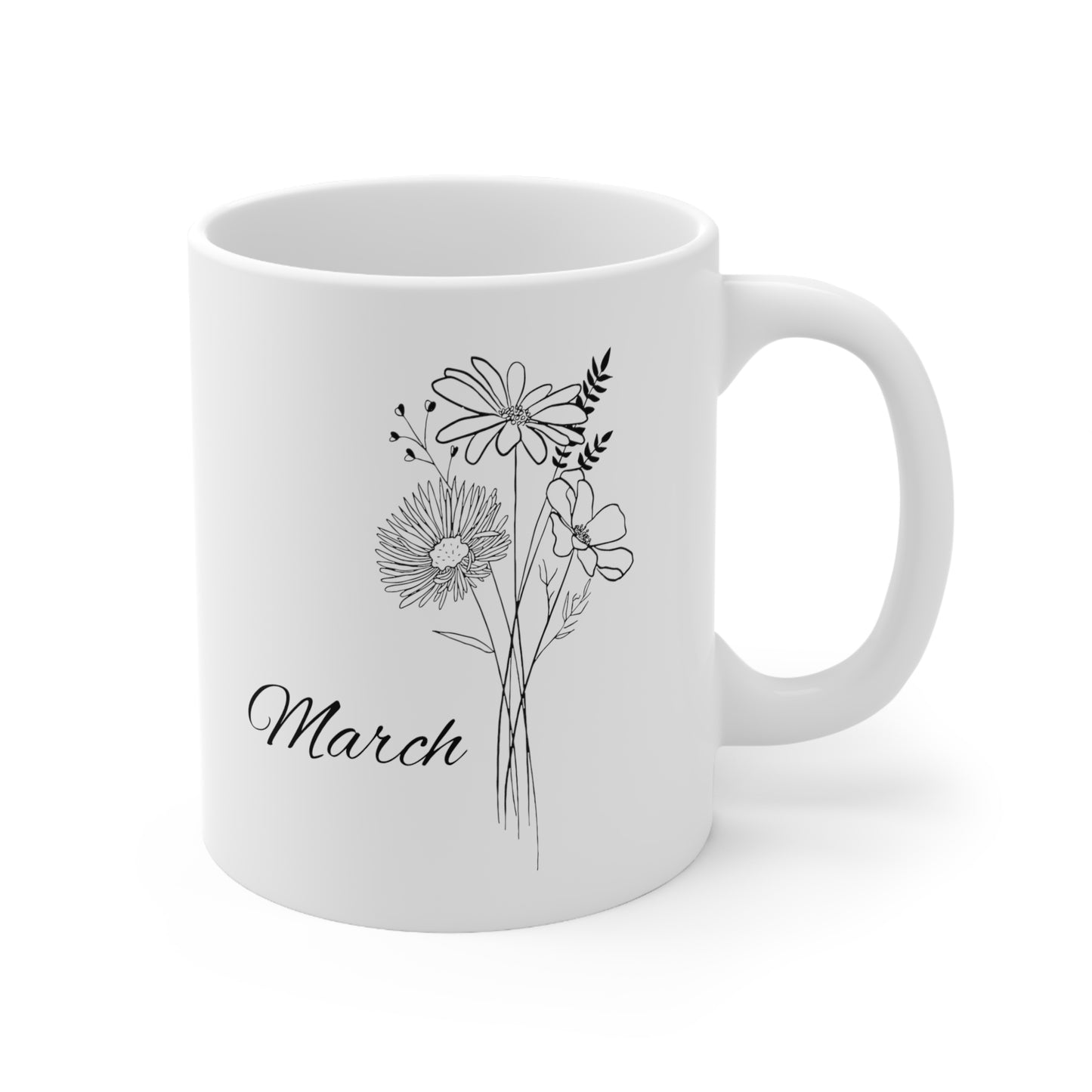 March Birth Month Flower Ceramic Coffee Mug