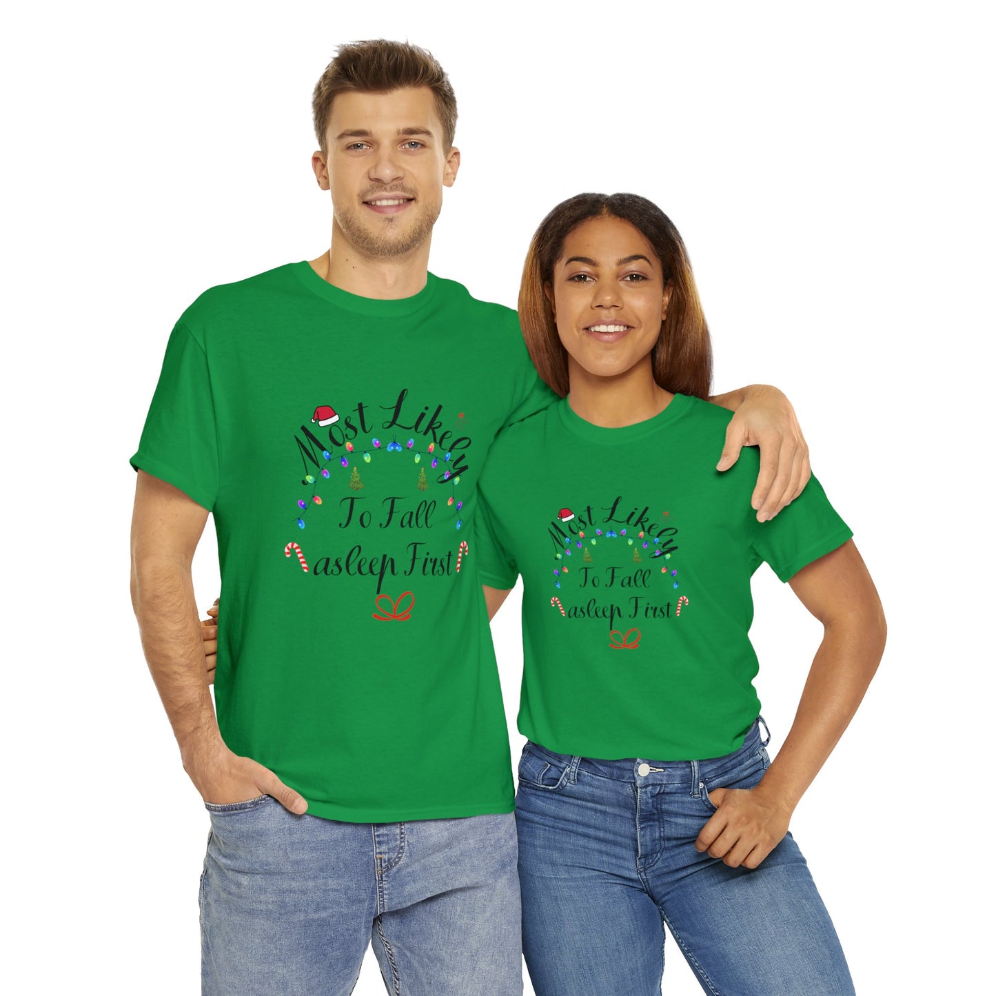 Christmas Ugly Tees Unisex Heavy Cotton Tee fall asleep First