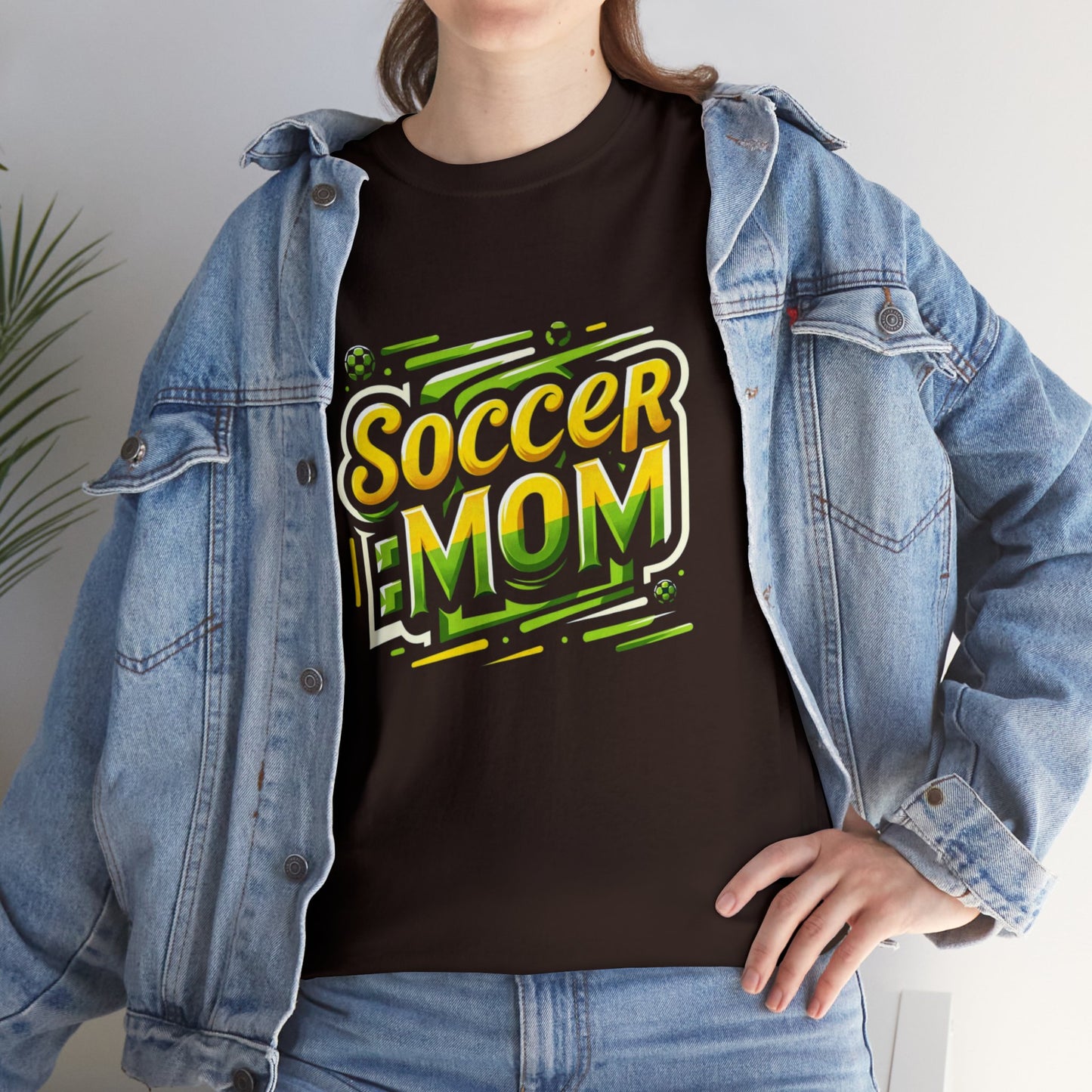 Soccer Mom Yellow and Green Design Unisex Heavy Cotton Tee