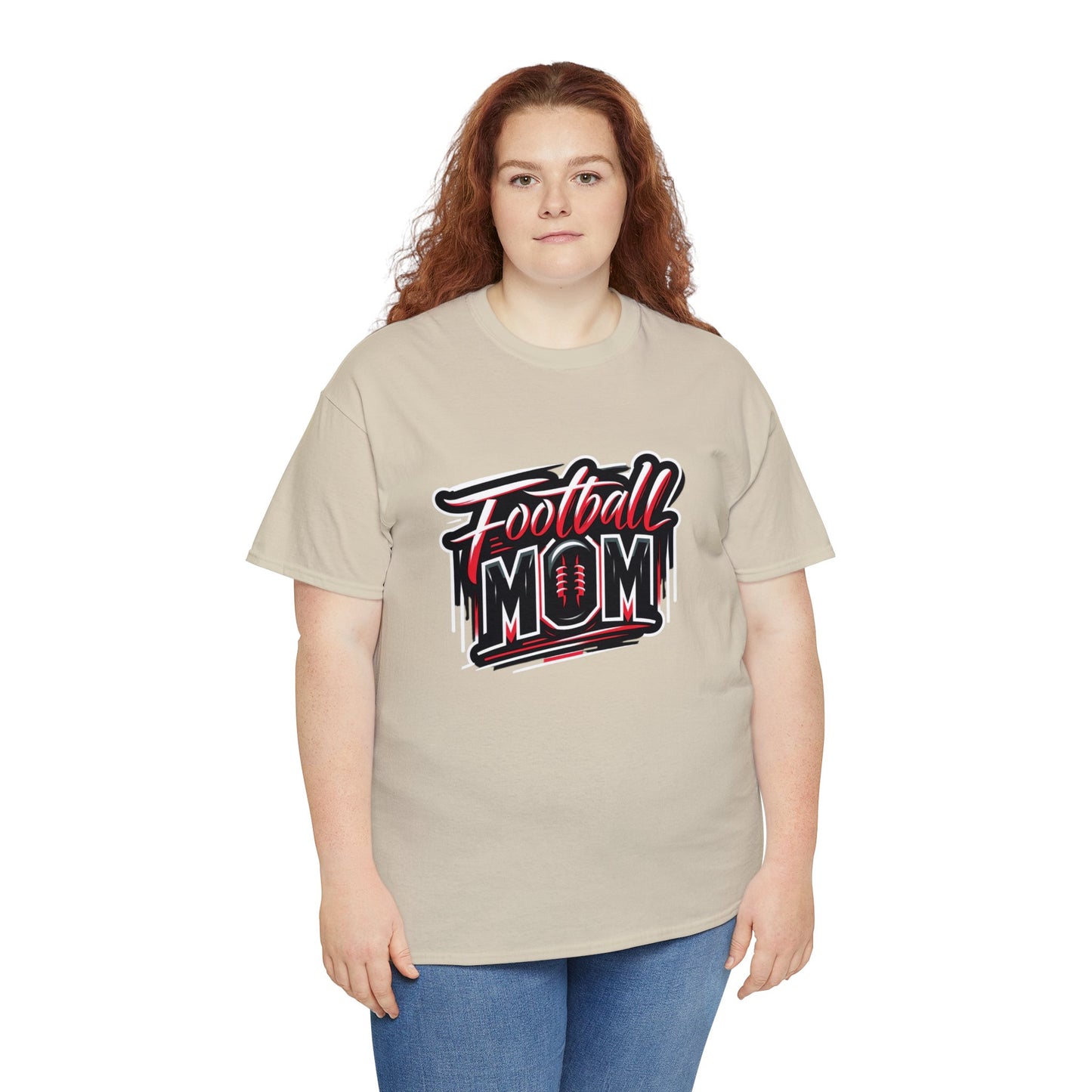 Football Mom Red and Black Design Unisex Heavy Cotton Tee