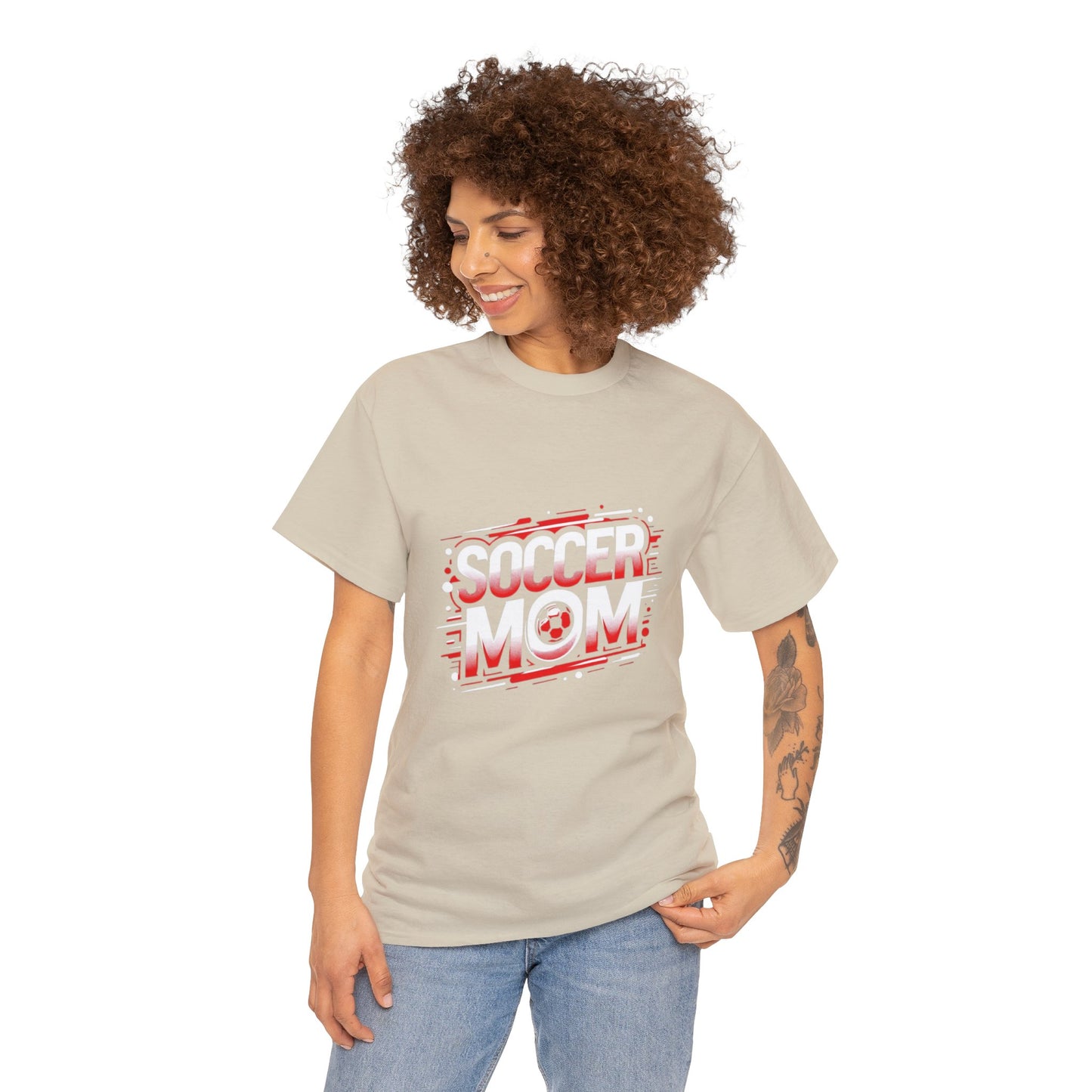 Soccer Mom Red and White Design Unisex Heavy Cotton Tee