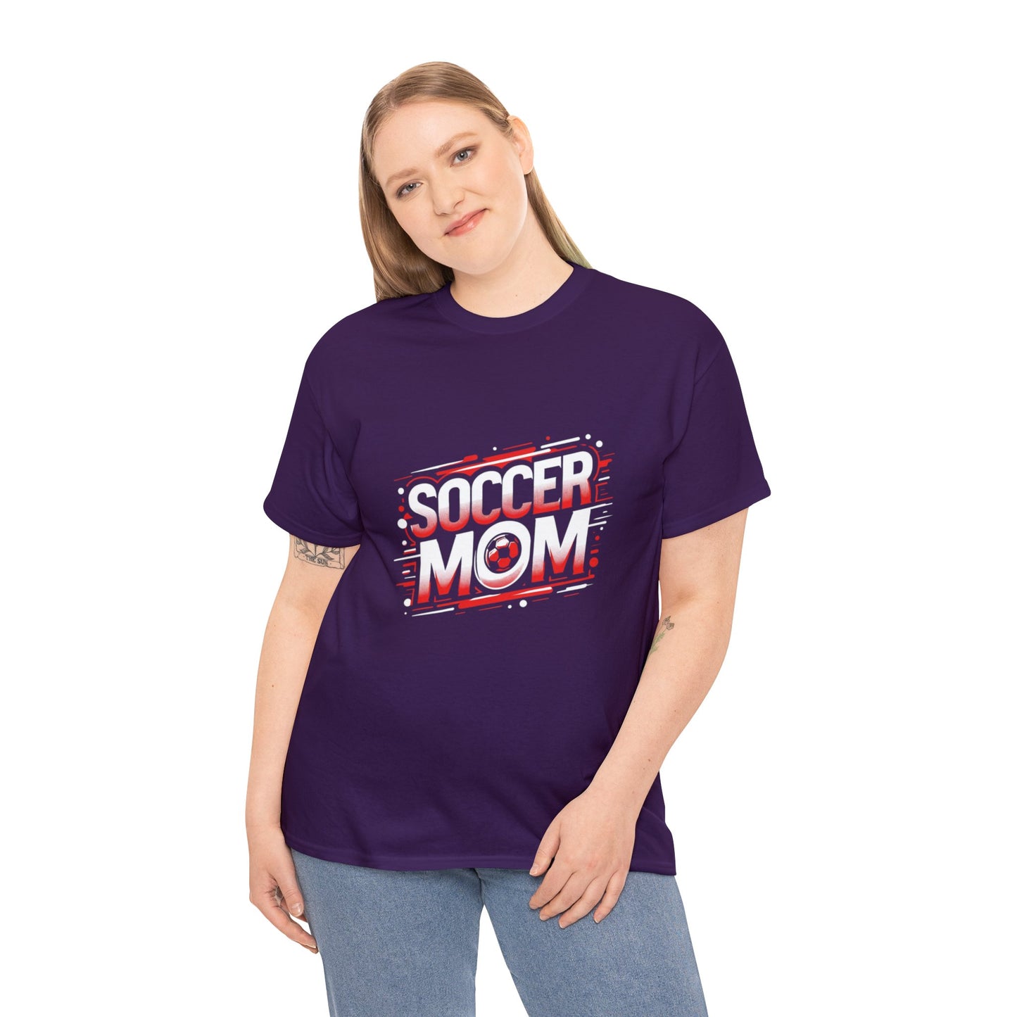 Soccer Mom Red and White Design Unisex Heavy Cotton Tee