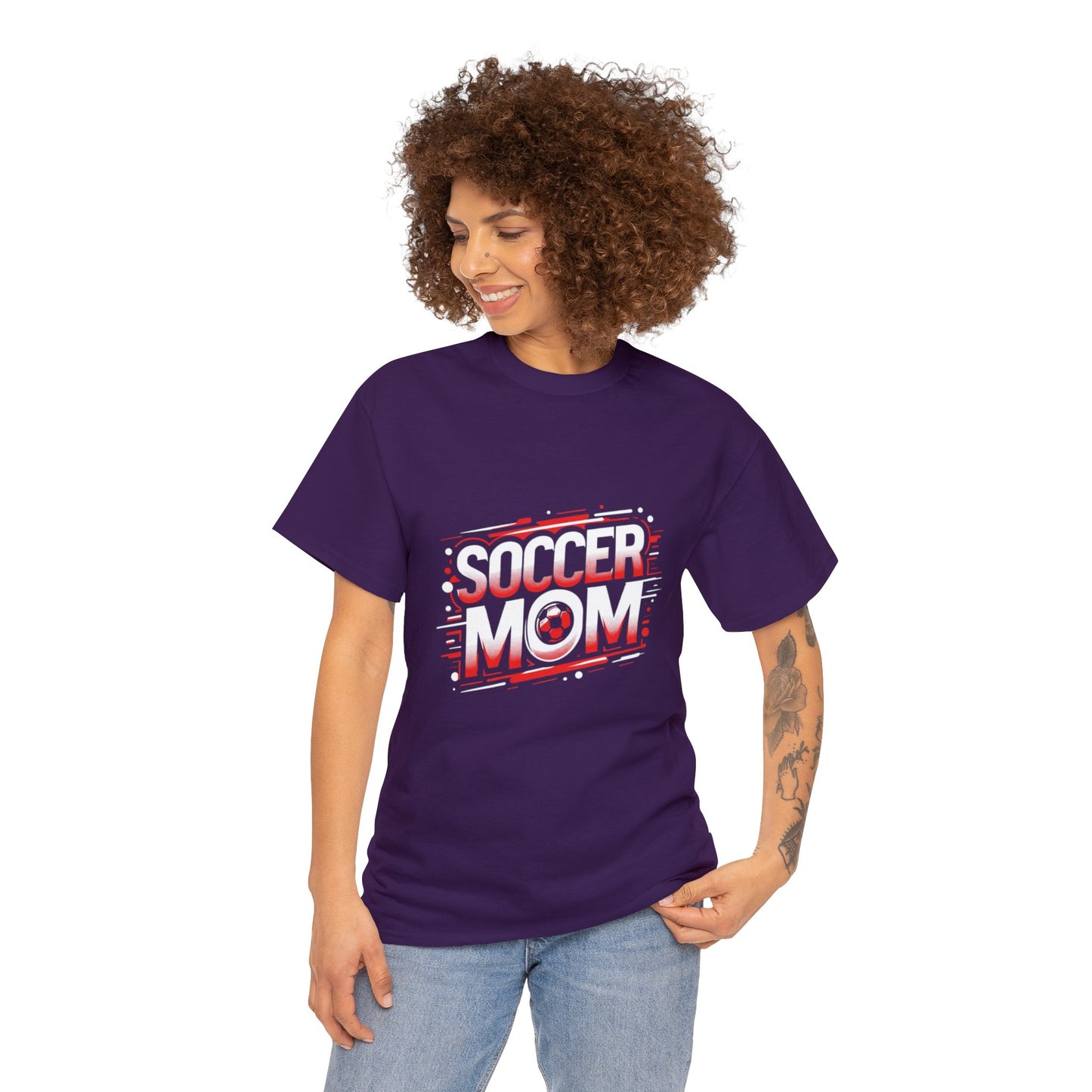 Soccer Mom Red and White Design Unisex Heavy Cotton Tee