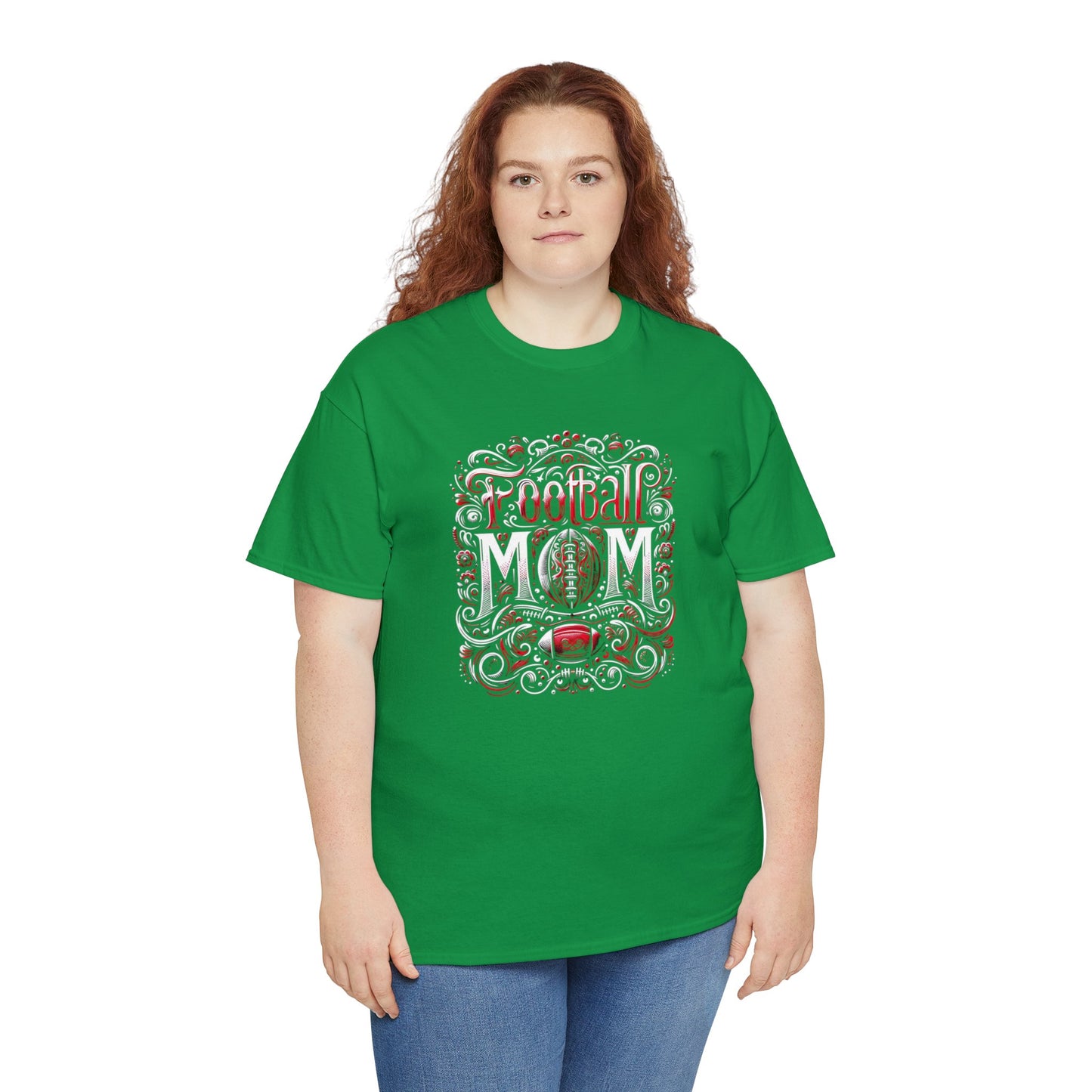 Football Mom Red and White Design Unisex Heavy Cotton Tee