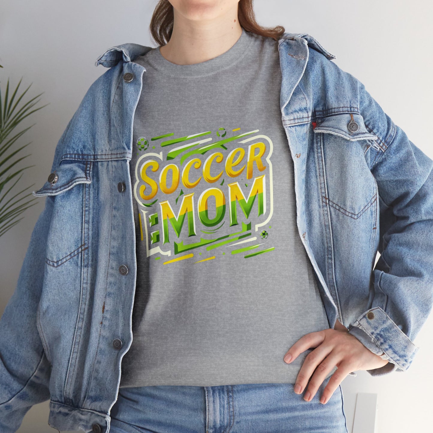 Soccer Mom Yellow and Green Design Unisex Heavy Cotton Tee