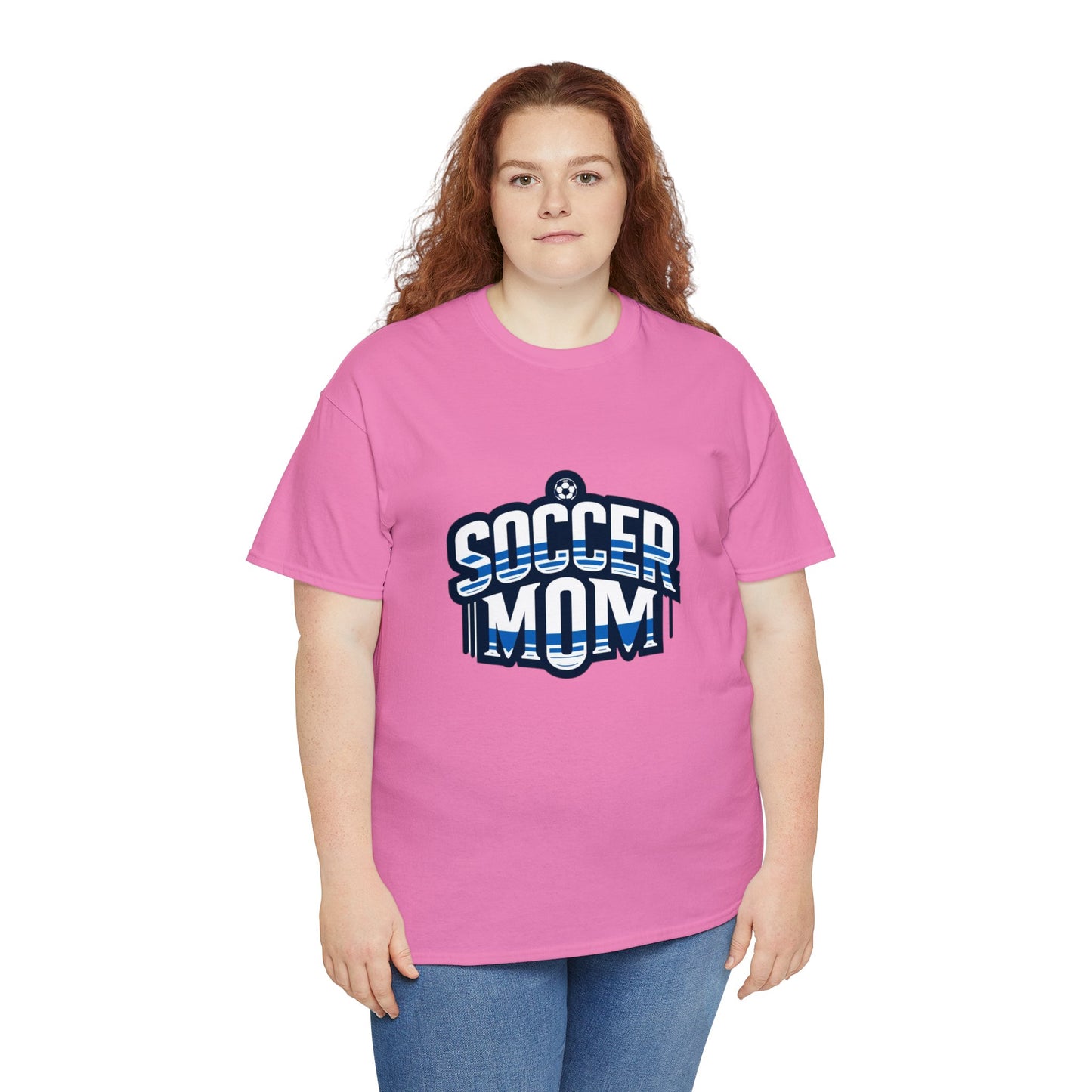 Soccer Mom Blue and White Design Unisex Heavy Cotton Tee