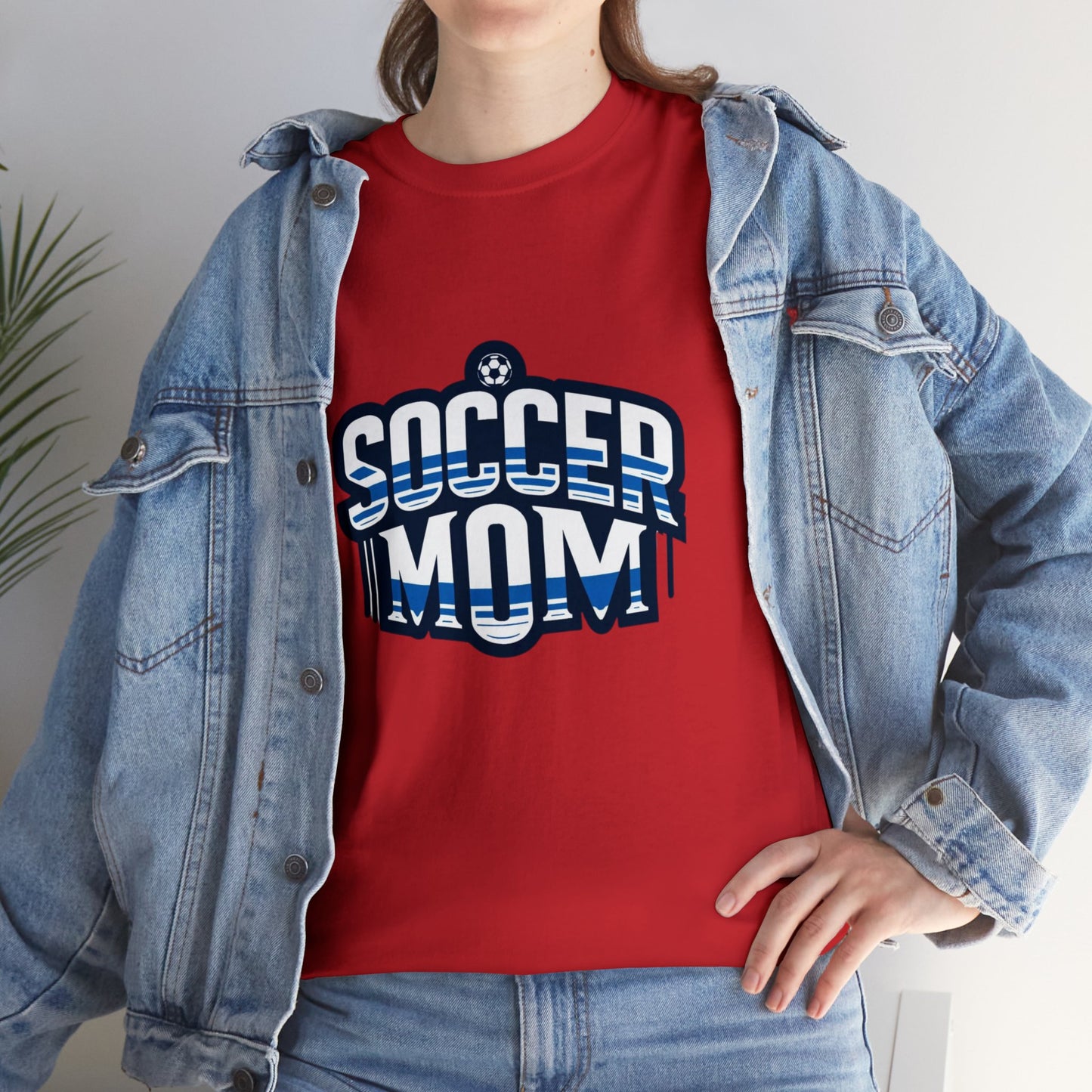 Soccer Mom Blue and White Design Unisex Heavy Cotton Tee