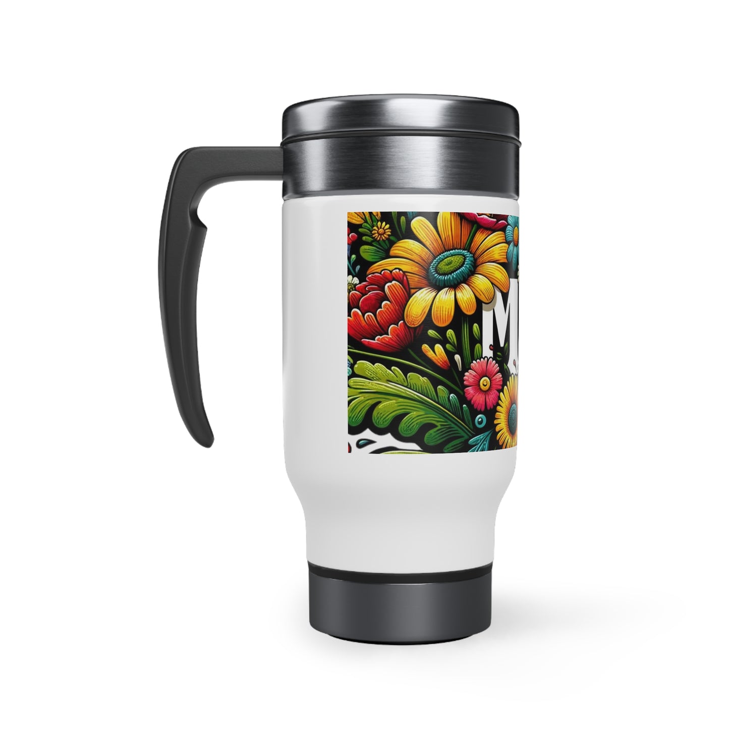 Mom Stainless Steel Travel Mug with Handle, 14oz