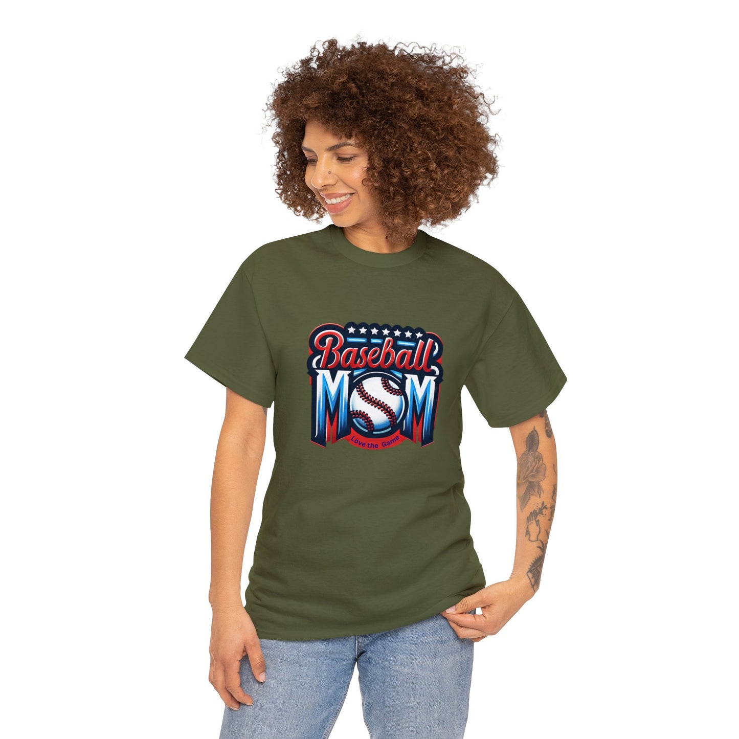 Baseball Mom with Center Ball Unisex Heavy Cotton Tee