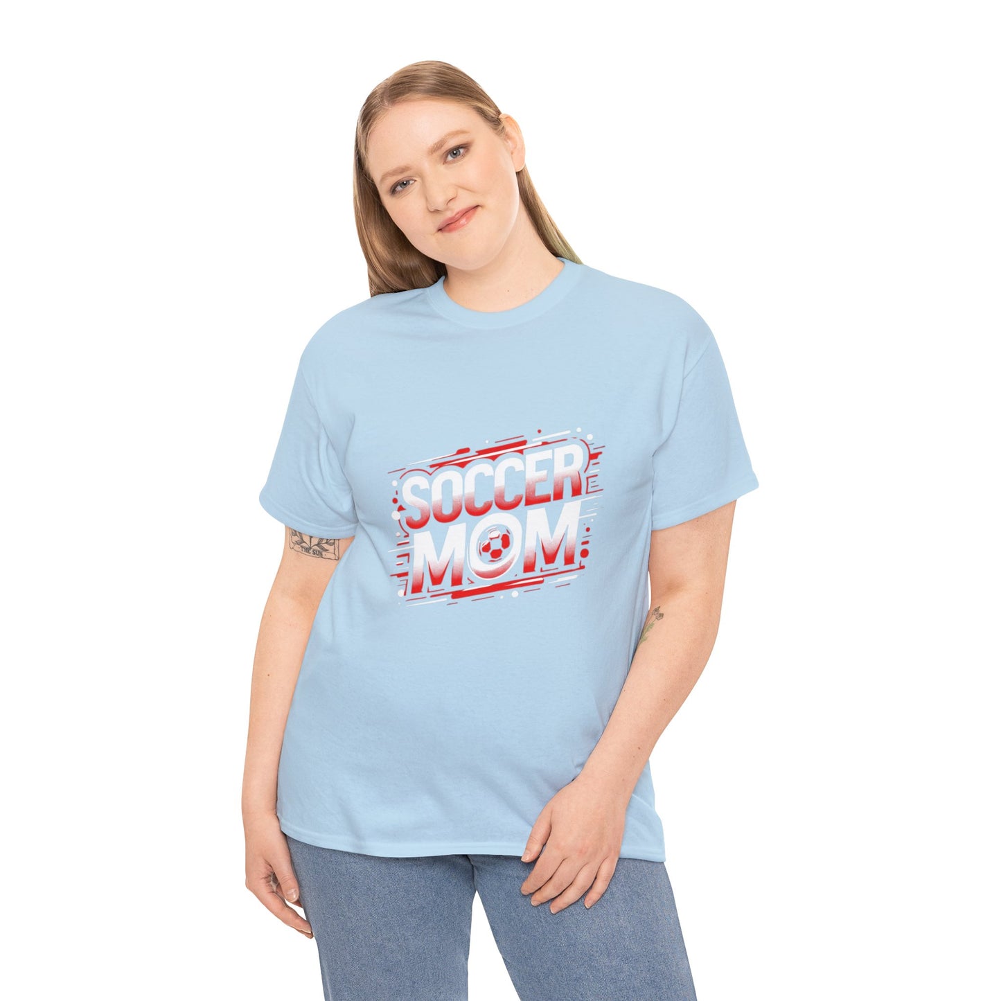 Soccer Mom Red and White Design Unisex Heavy Cotton Tee