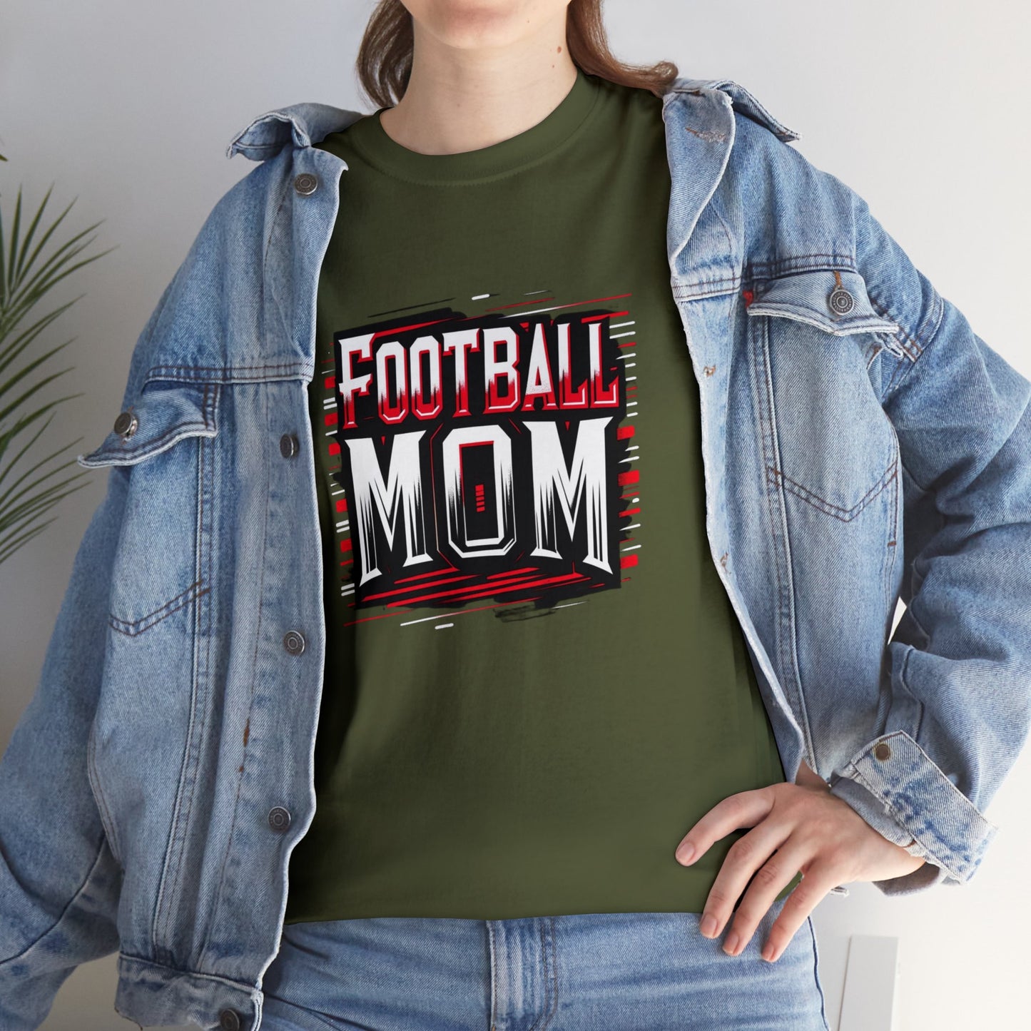 Football Mom Red and White Design Unisex Heavy Cotton Tee