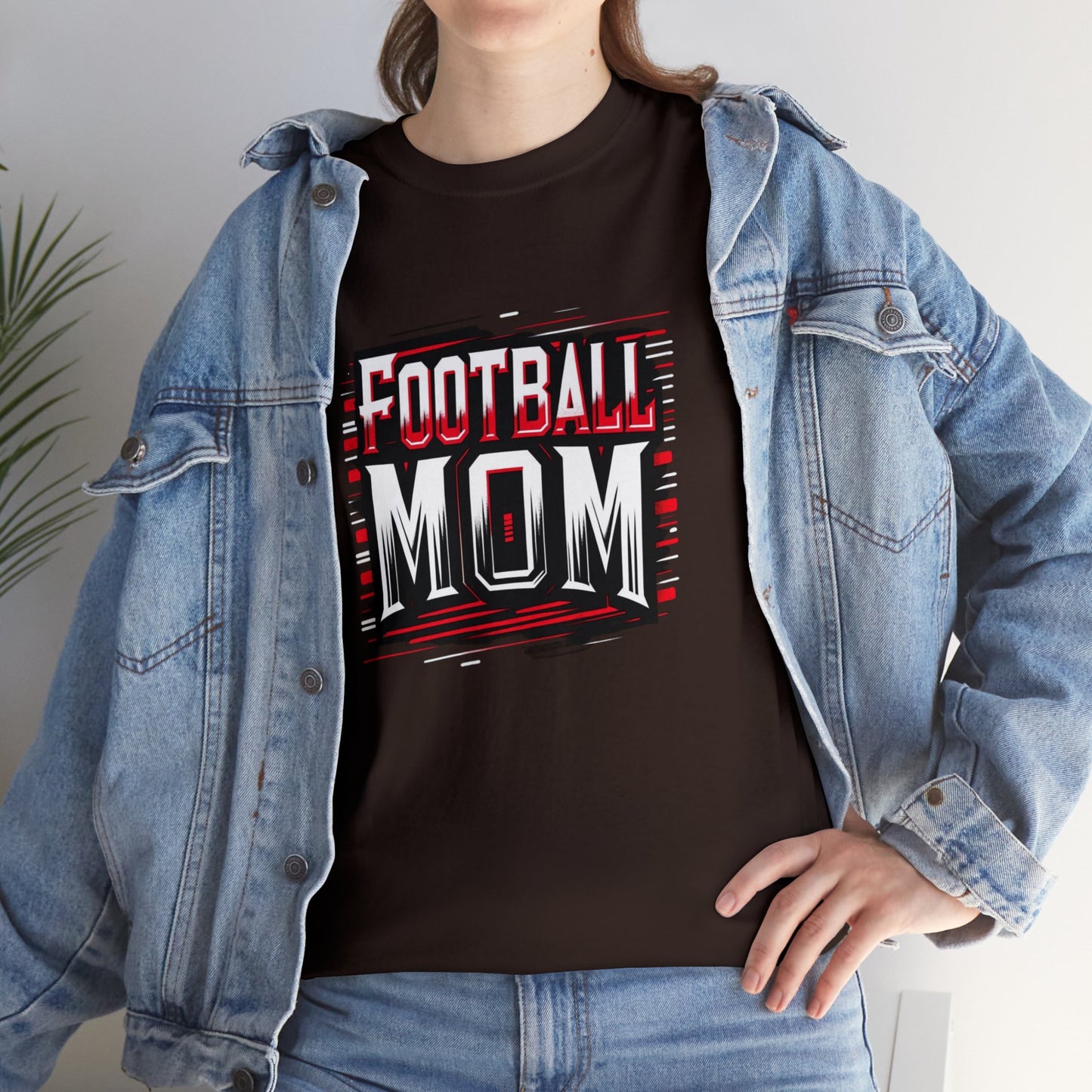 Football Mom Red and White Design Unisex Heavy Cotton Tee