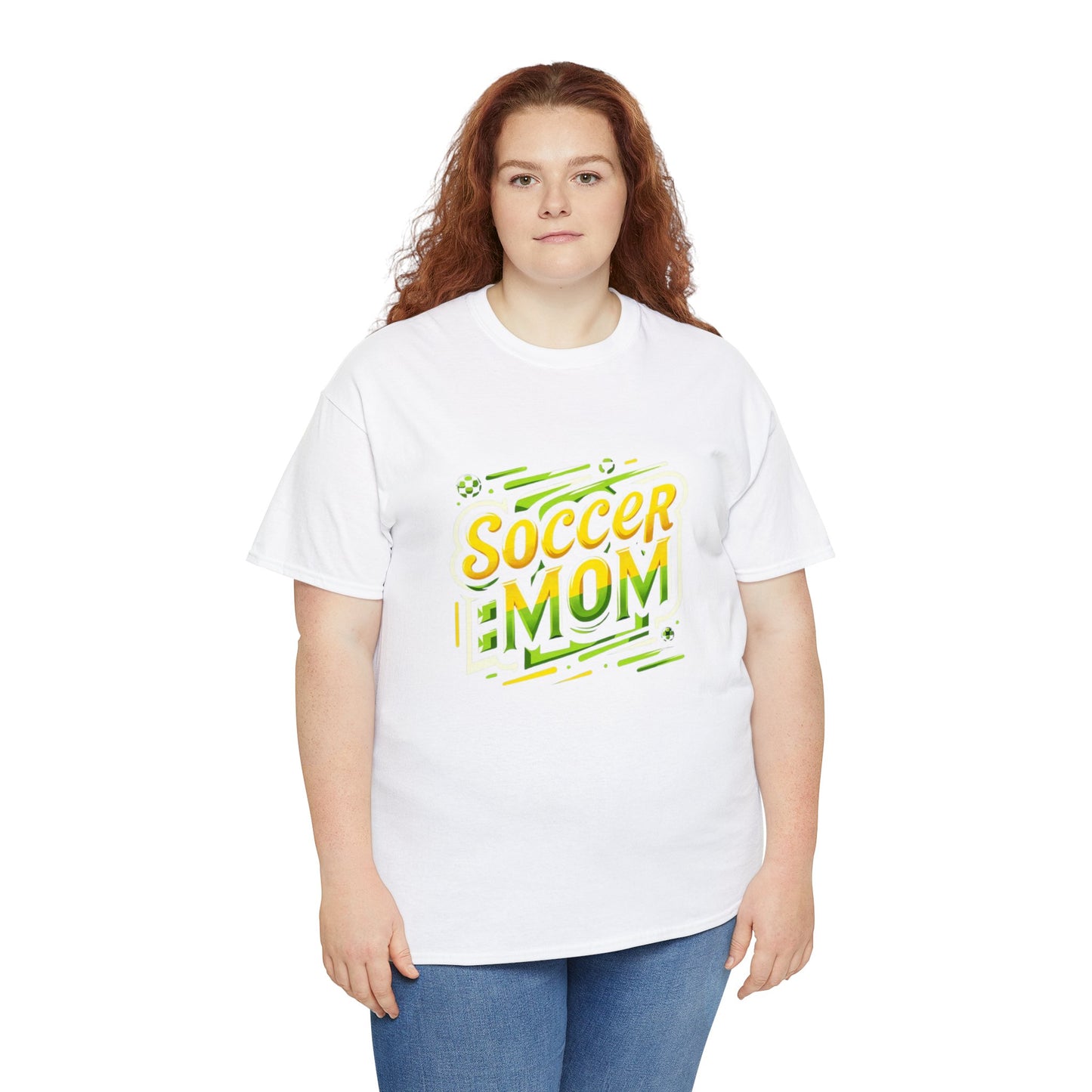 Soccer Mom Yellow and Green Design Unisex Heavy Cotton Tee