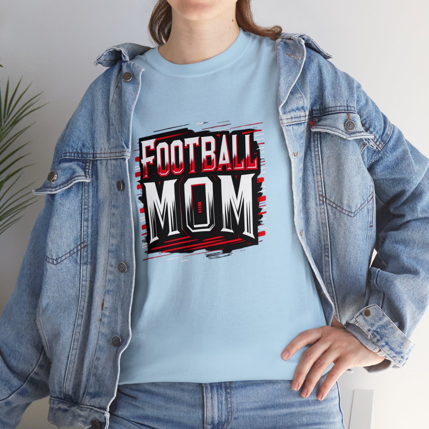 Football Mom Red and White Design Unisex Heavy Cotton Tee