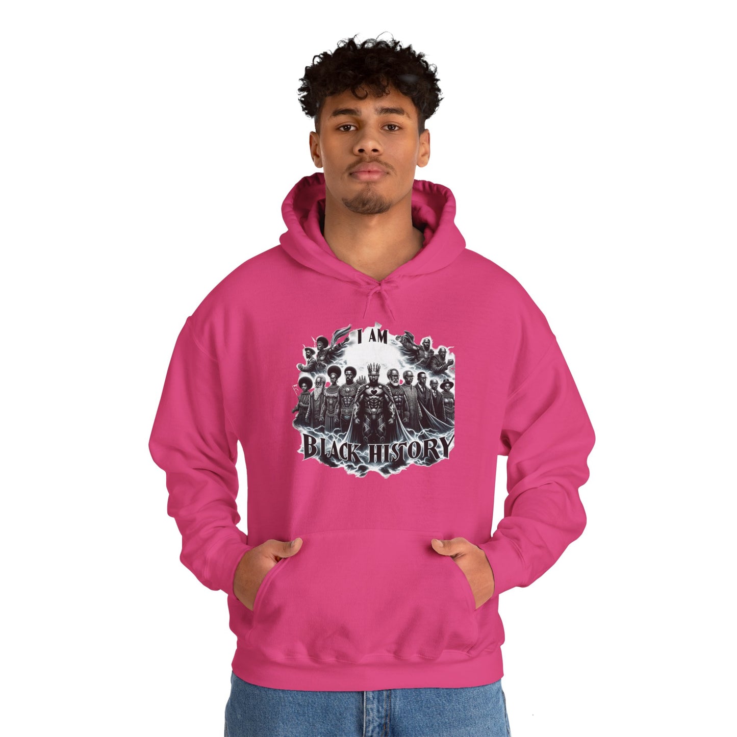 Black History Month I Am Black History Hooded Sweatshirt-BW