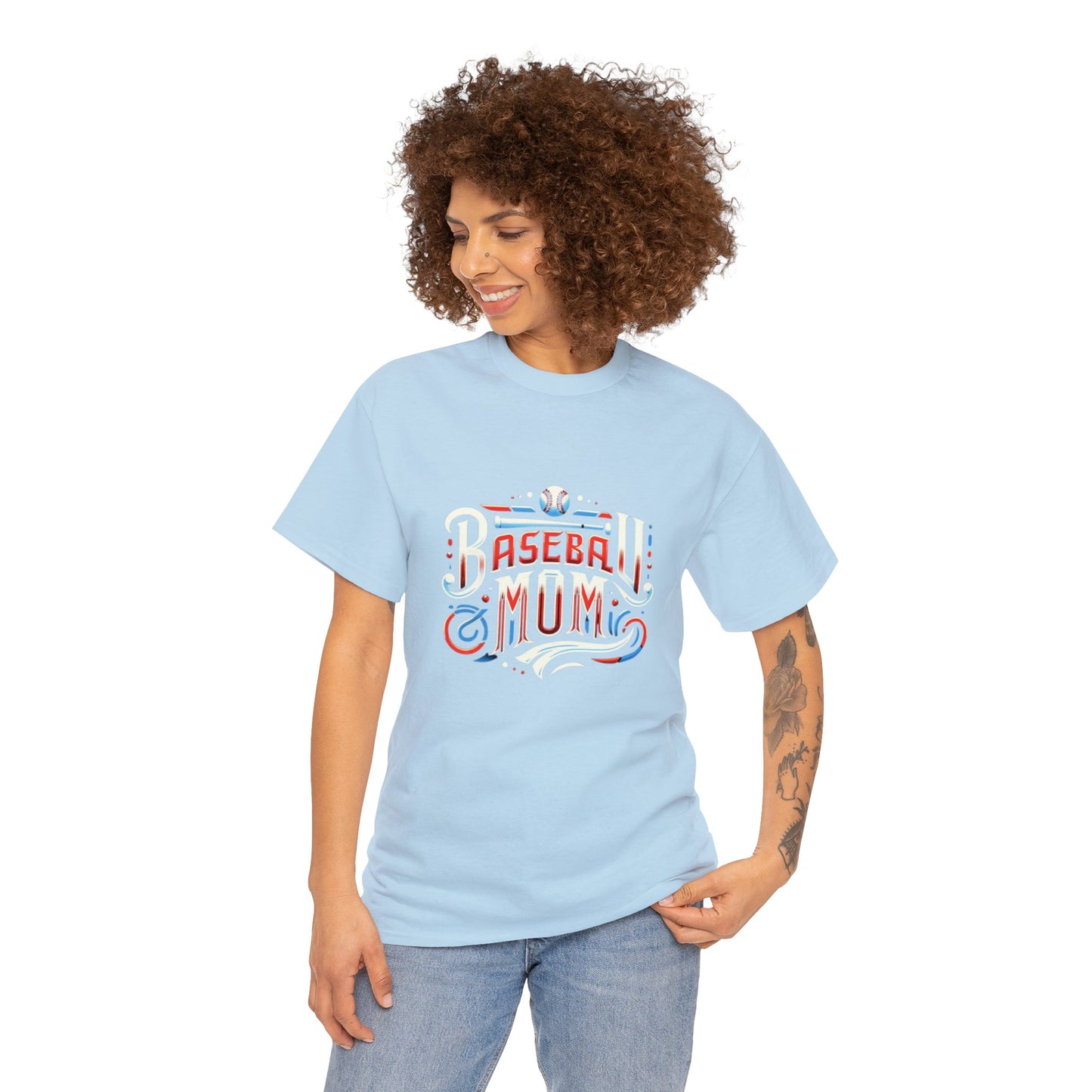 Baseball Mom Red, White and Blue Unisex Heavy Cotton Tee