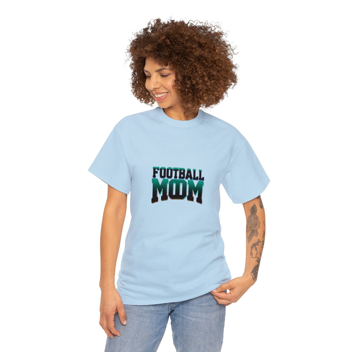 Football Mom Black and Green Design Unisex Heavy Cotton Tee