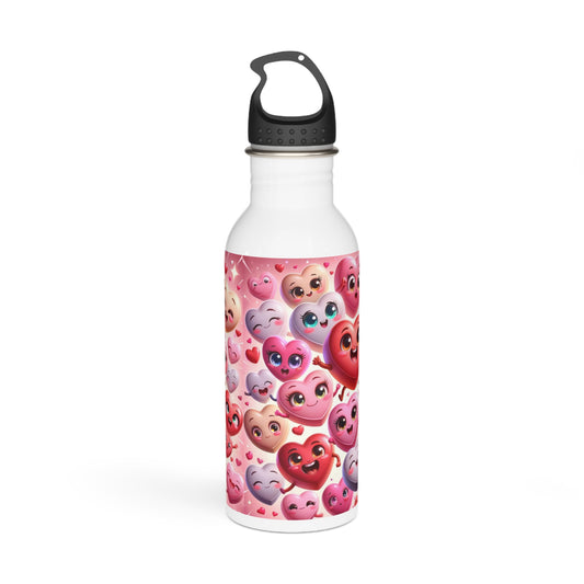 Valentine's Day Stainless Steel Water Bottle with Hearts White