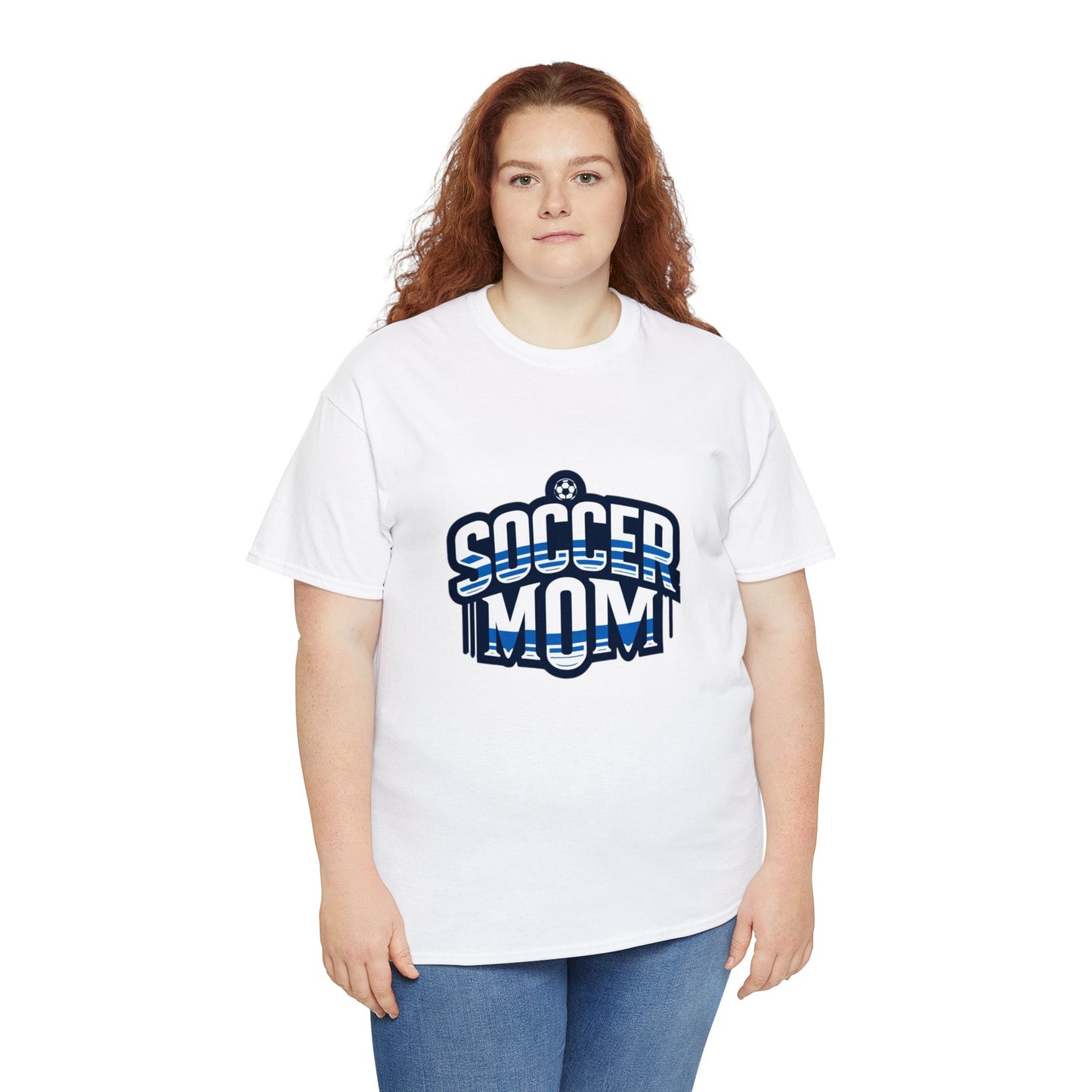 Soccer Mom Blue and White Design Unisex Heavy Cotton Tee