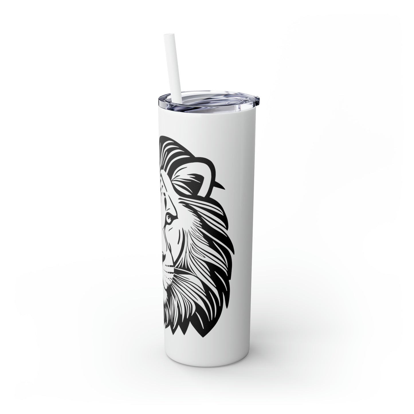 Skinny Tumbler with Straw, 20oz - Lion Face