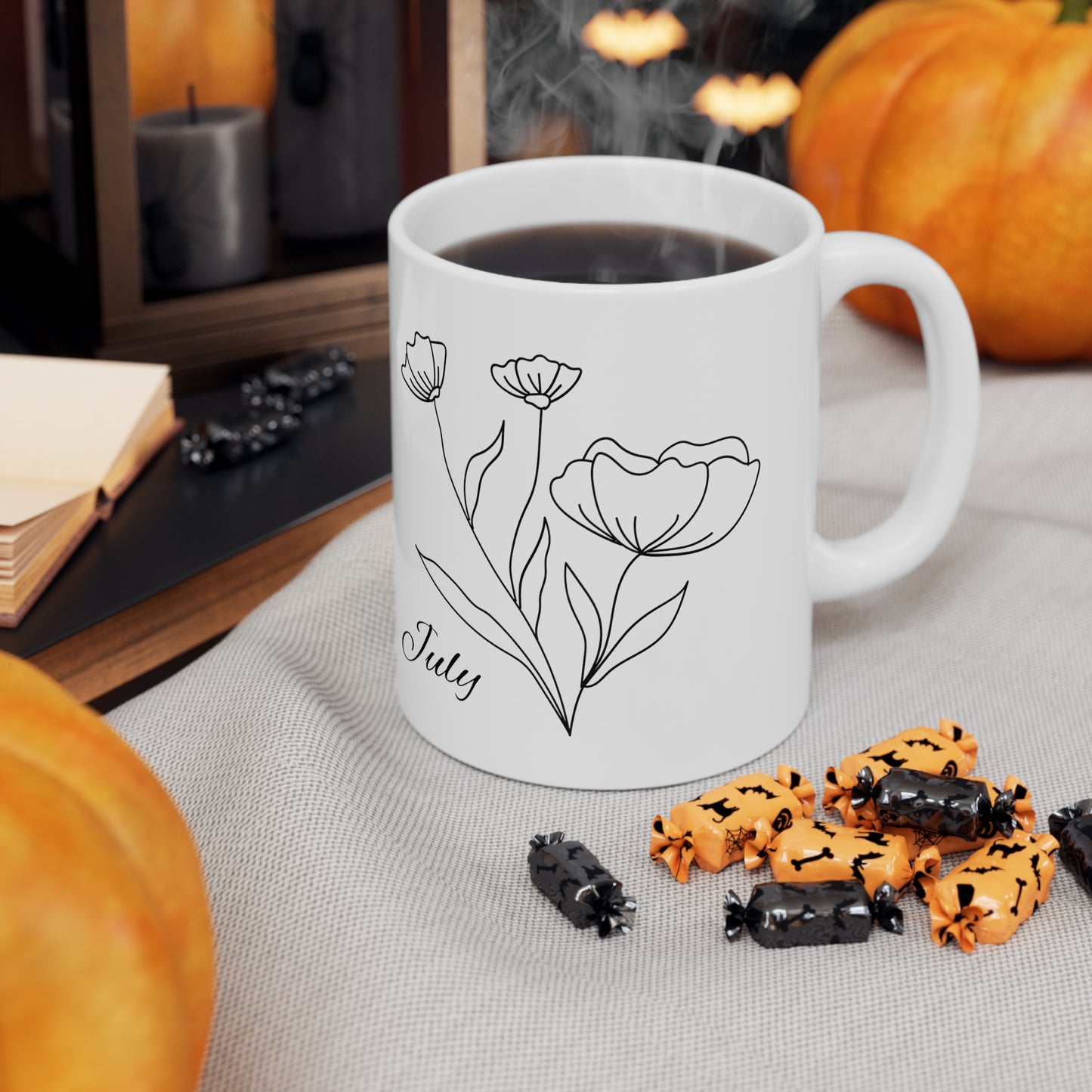 July Birth Month Flower Ceramic Coffee Mug