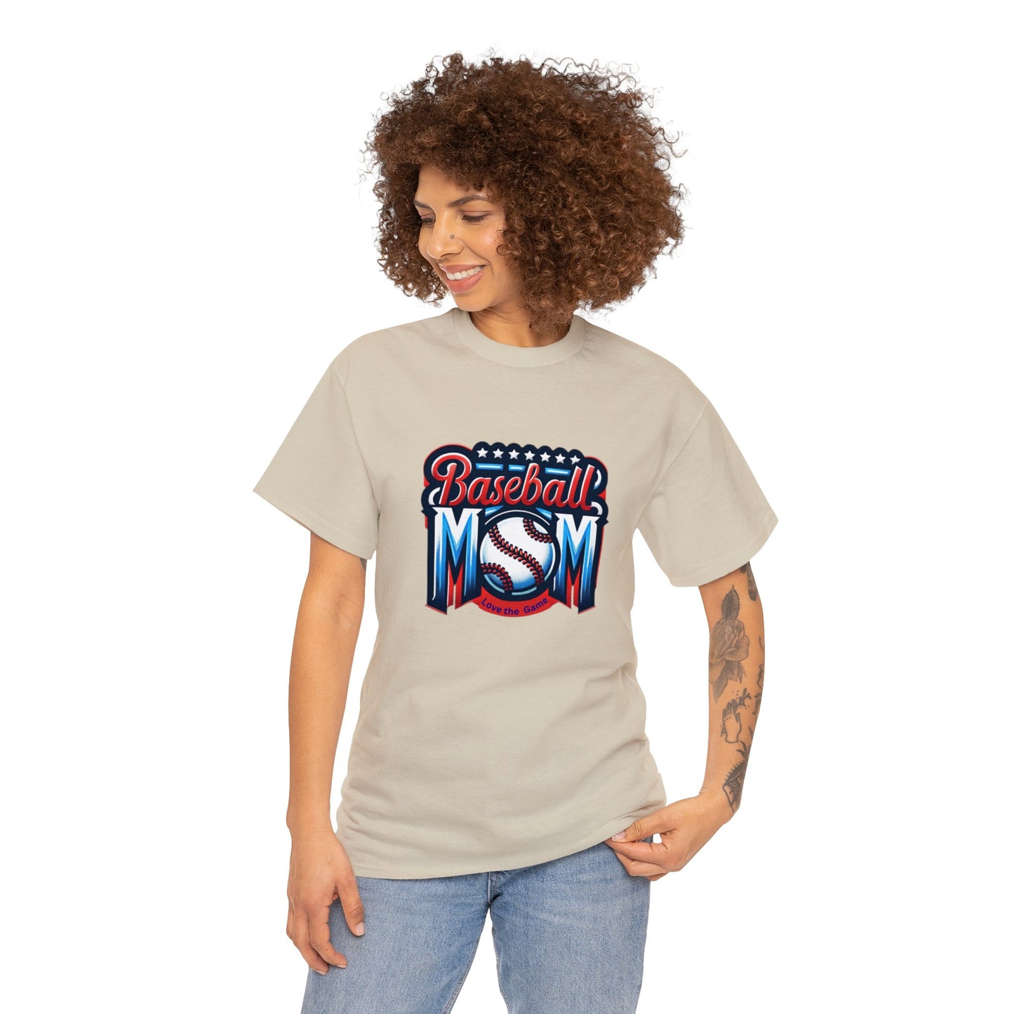 Baseball Mom with Center Ball Unisex Heavy Cotton Tee