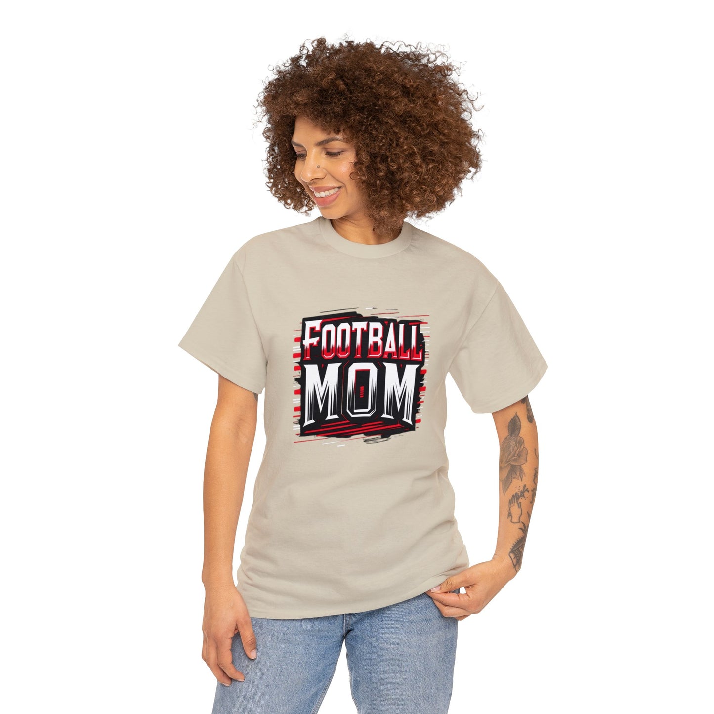 Football Mom Red and White Design Unisex Heavy Cotton Tee