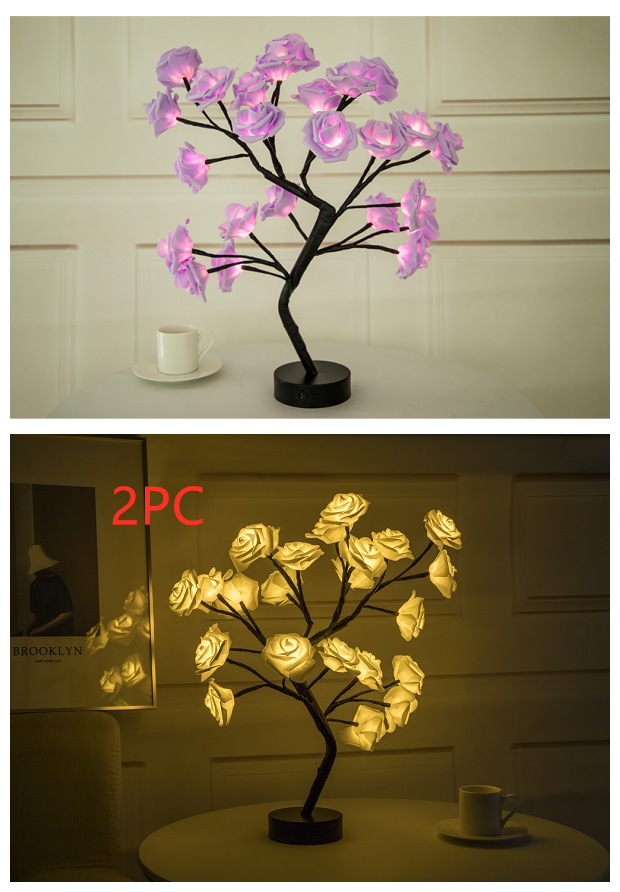 Rose Flower Lamp USB Battery Operated LED Table Lamp Bonsai Tree Night Lights