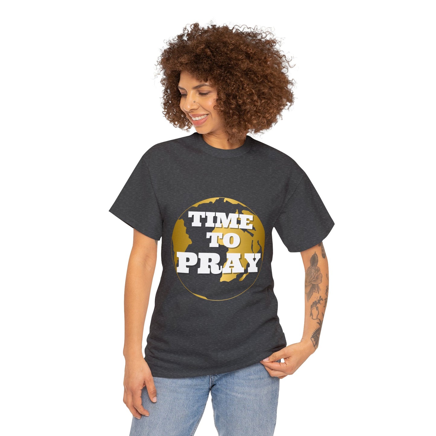 Unisex Heavy Cotton Tee Time to Pray for Peace Short Sleeves Tee