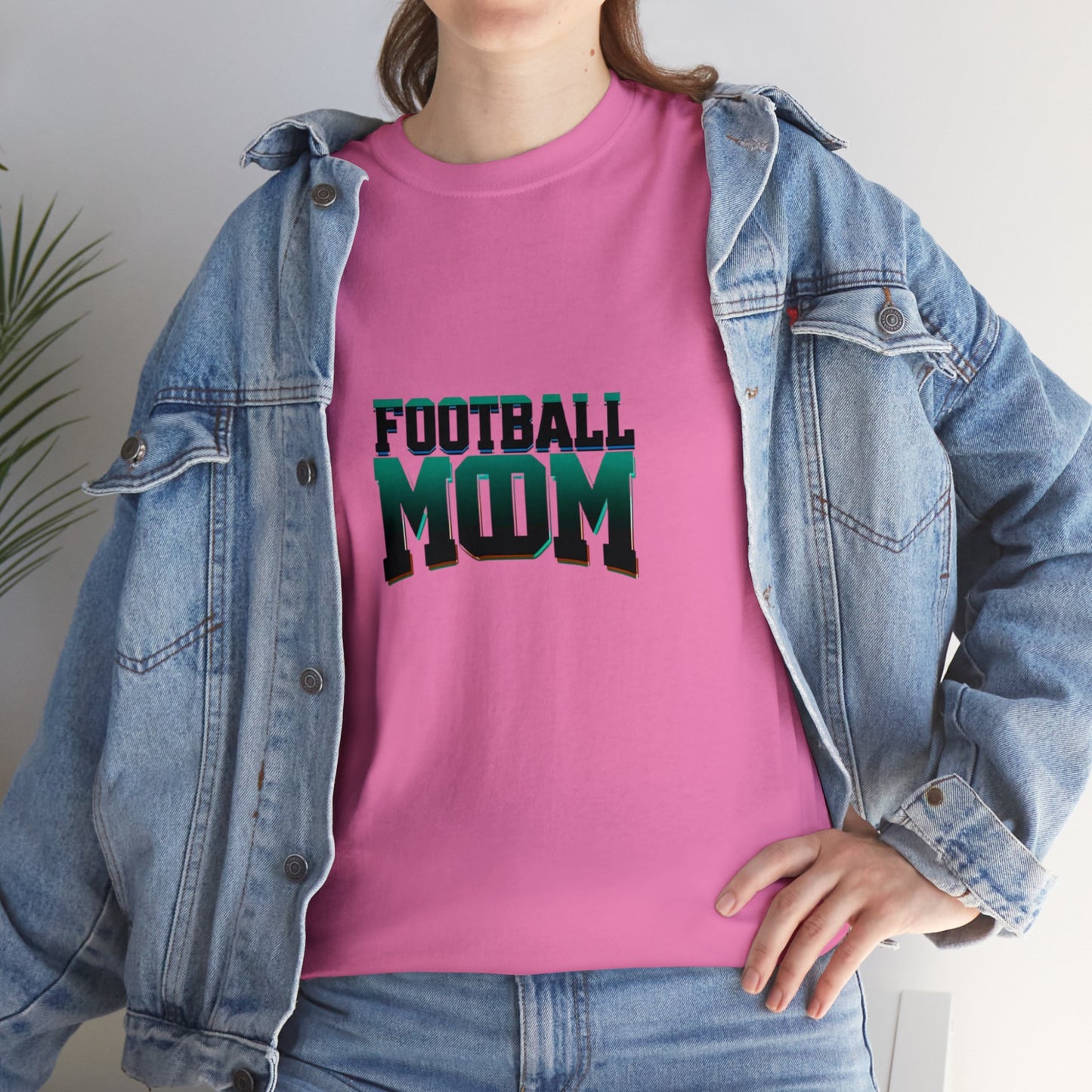 Football Mom Black and Green Design Unisex Heavy Cotton Tee