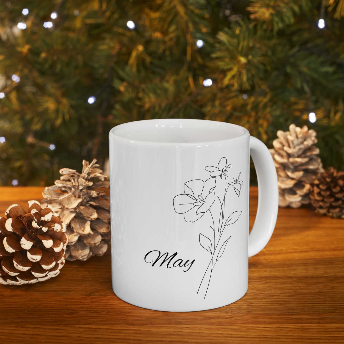 May Birth Month Flower Ceramic Coffee Mug